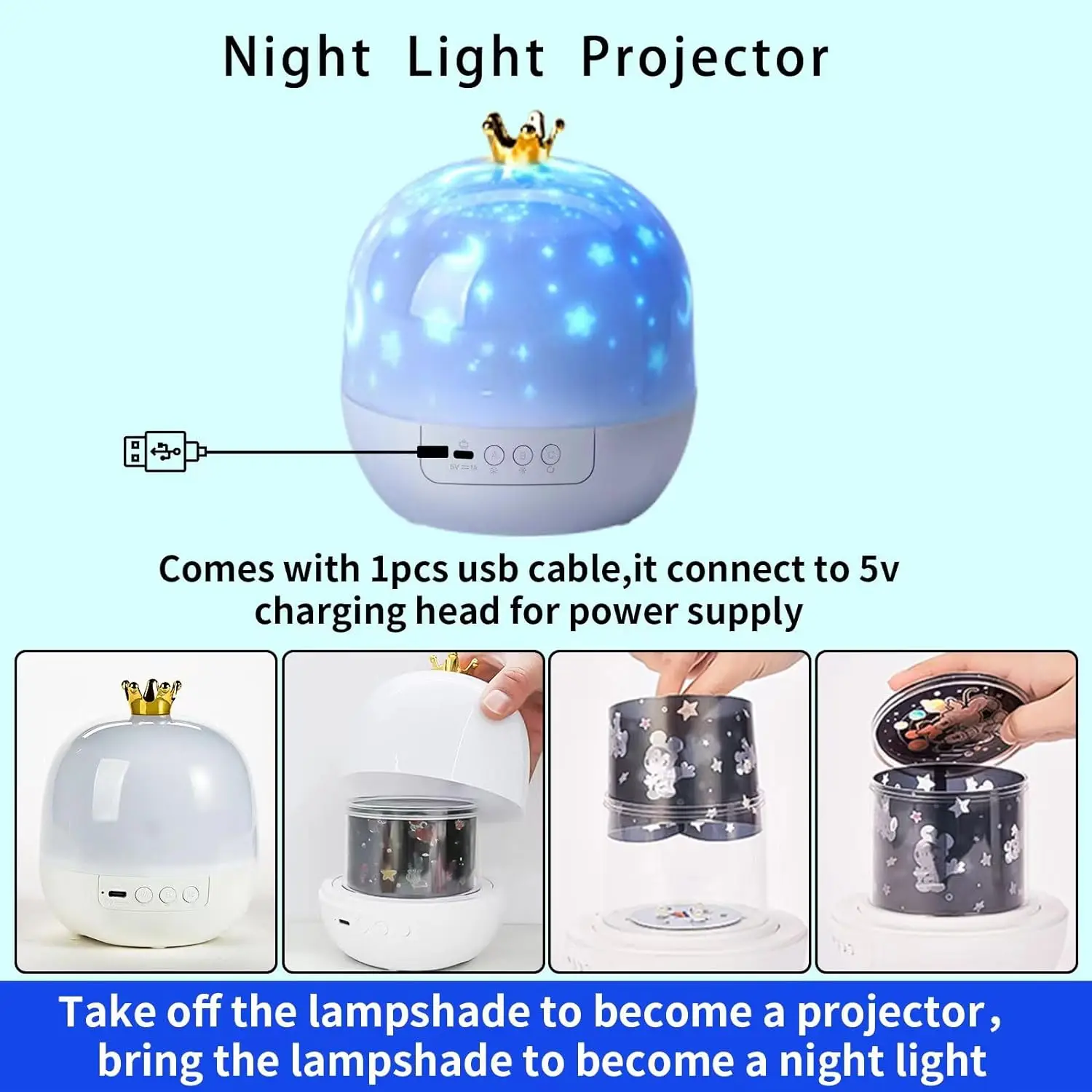 Kids Night Light Projector Star Galaxy 15-Film Rotating Bedroom Gift Lamp - Image 5