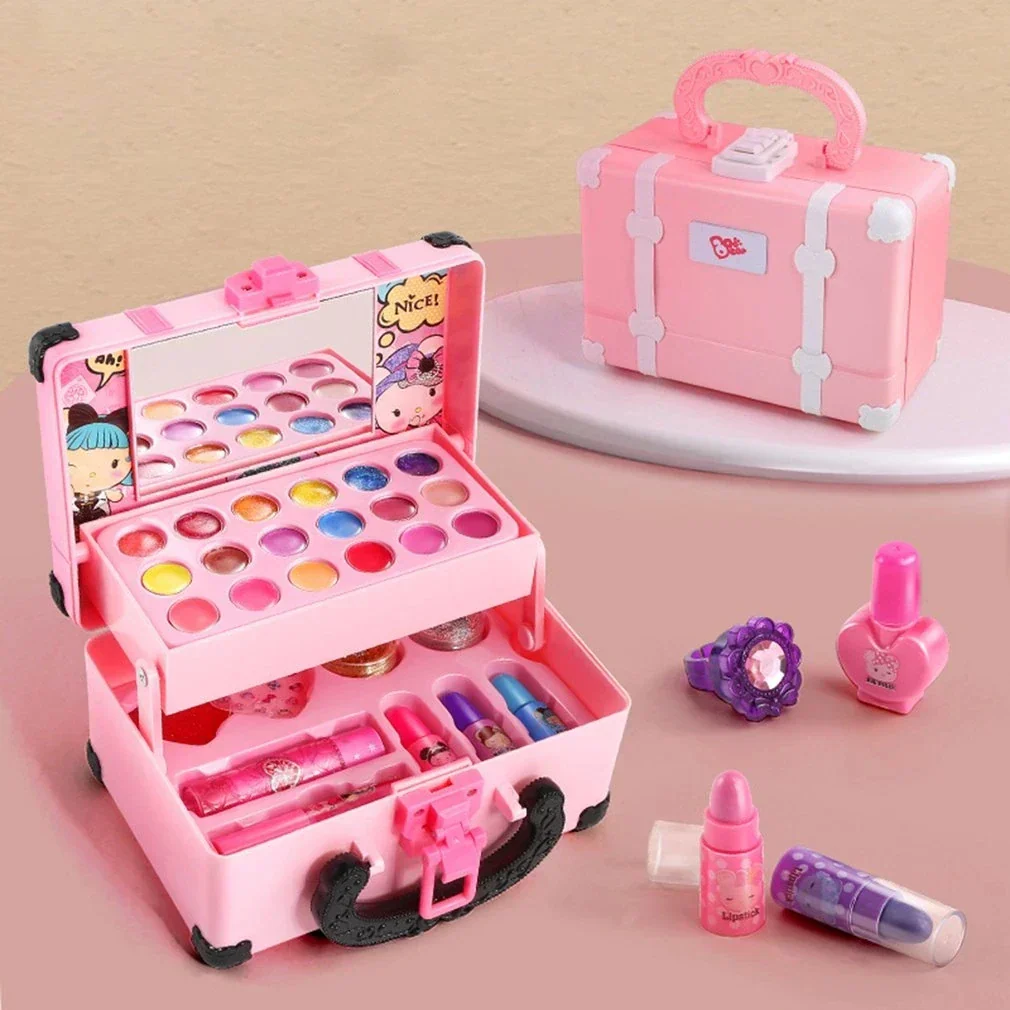 Kids Princess Makeup Kit Washable Non Toxic Cosmetic Set with Case - Image 2