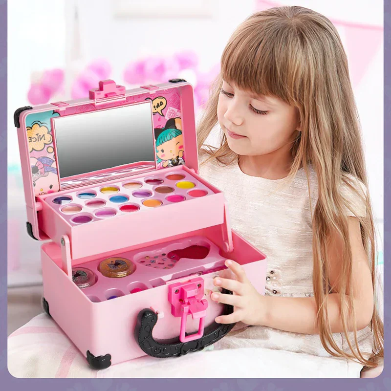 Kids Princess Makeup Kit Washable Non Toxic Cosmetic Set with Case - Image 3