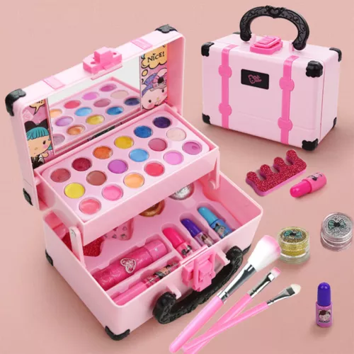Kids Princess Makeup Kit Washable Non Toxic Cosmetic Set with Case - Image 4