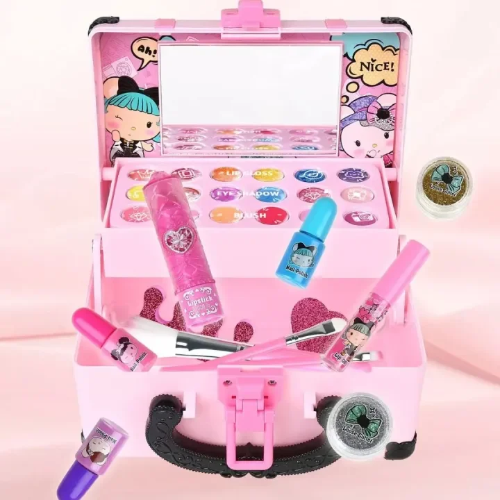 Kids Princess Makeup Kit Washable Non Toxic Cosmetic Set with Case - Image 5