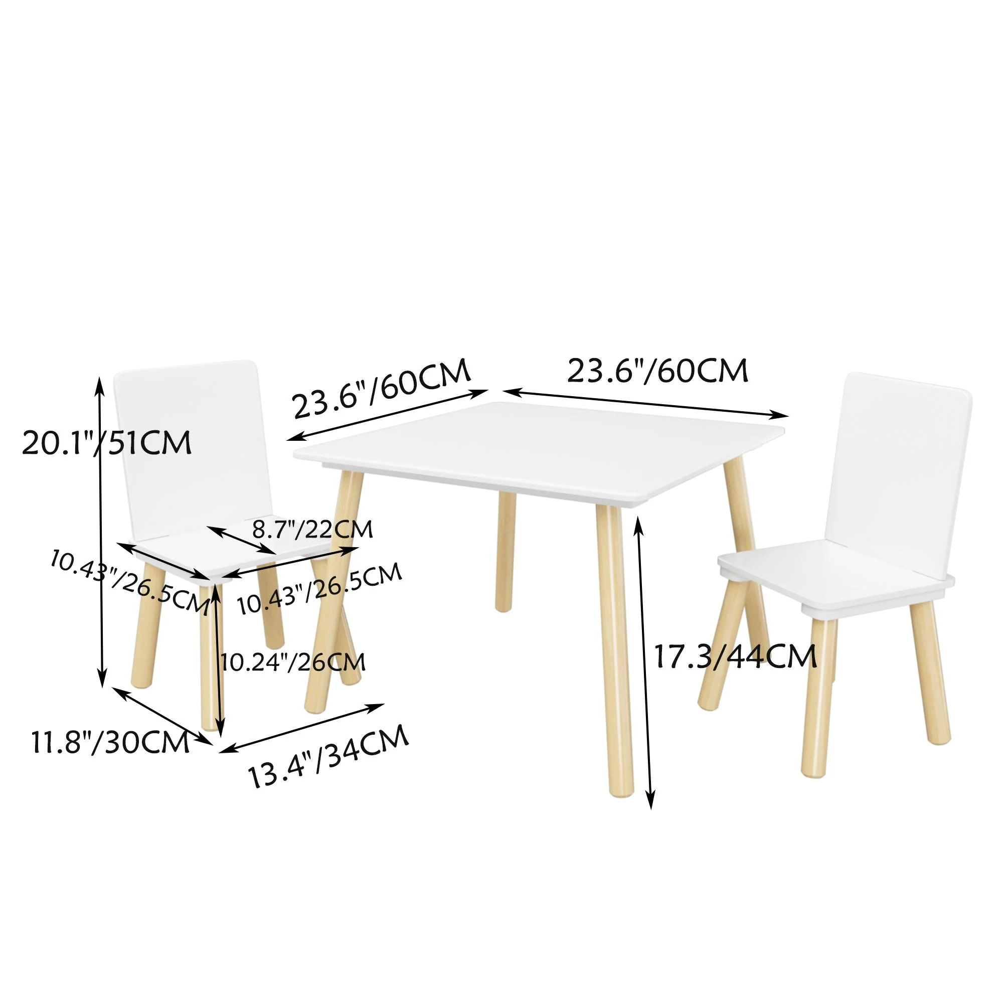Kids Table And 2 Chairs Set, 3 Piece Toddler Activity Play - White - Image 4
