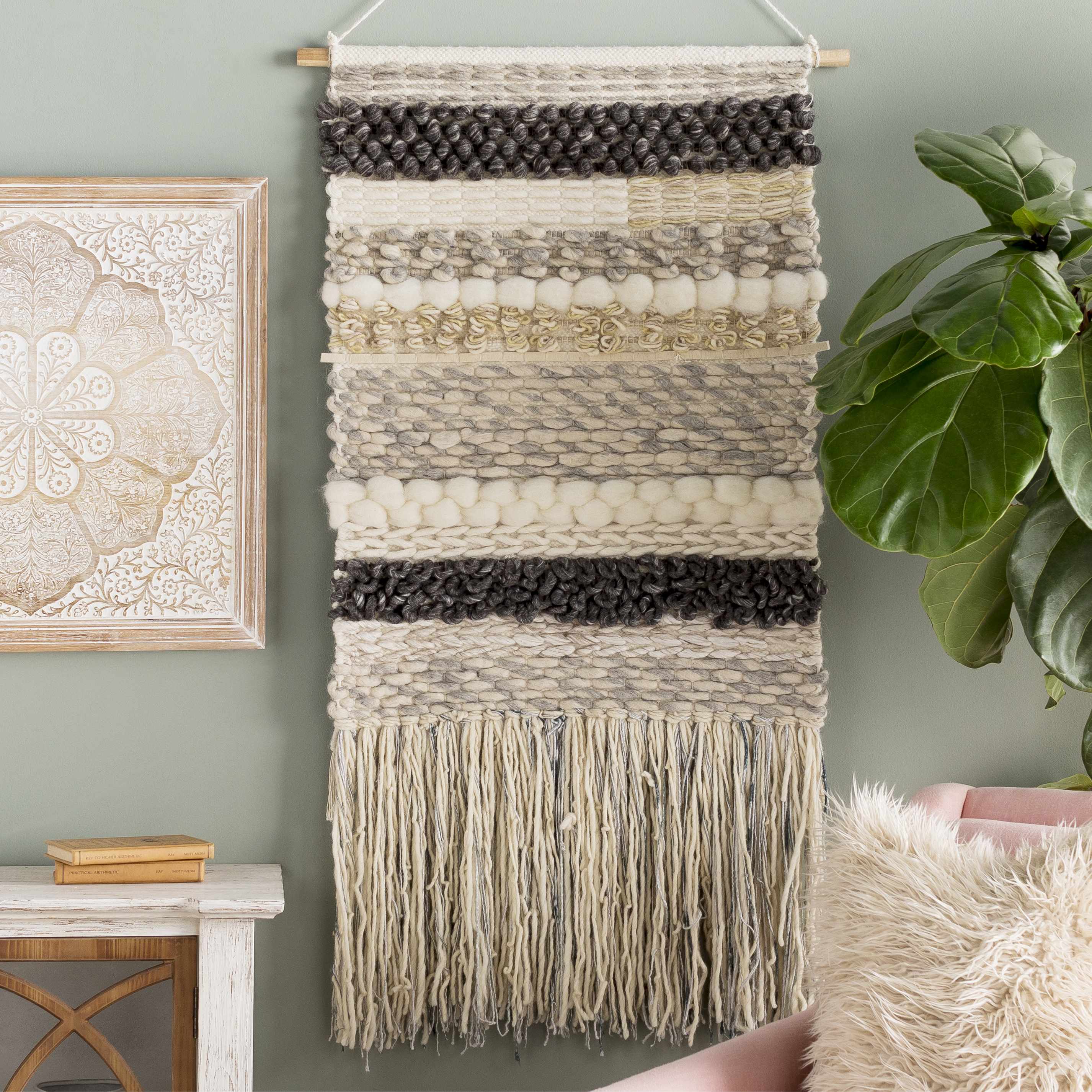 Kiefer Handwoven Wool Fringe Tapestry - Image 2