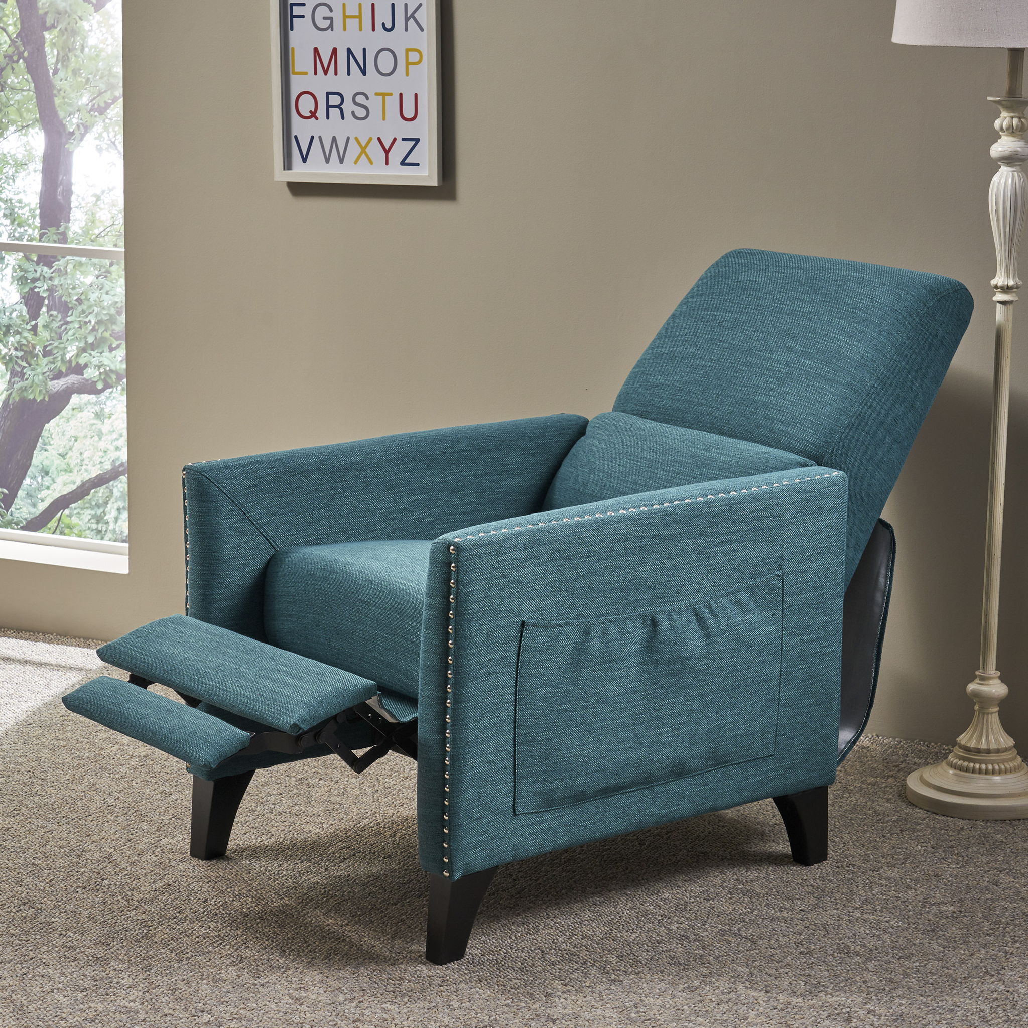 Kiersten - Contemporary Fabric Pushback Recliner - Image 7