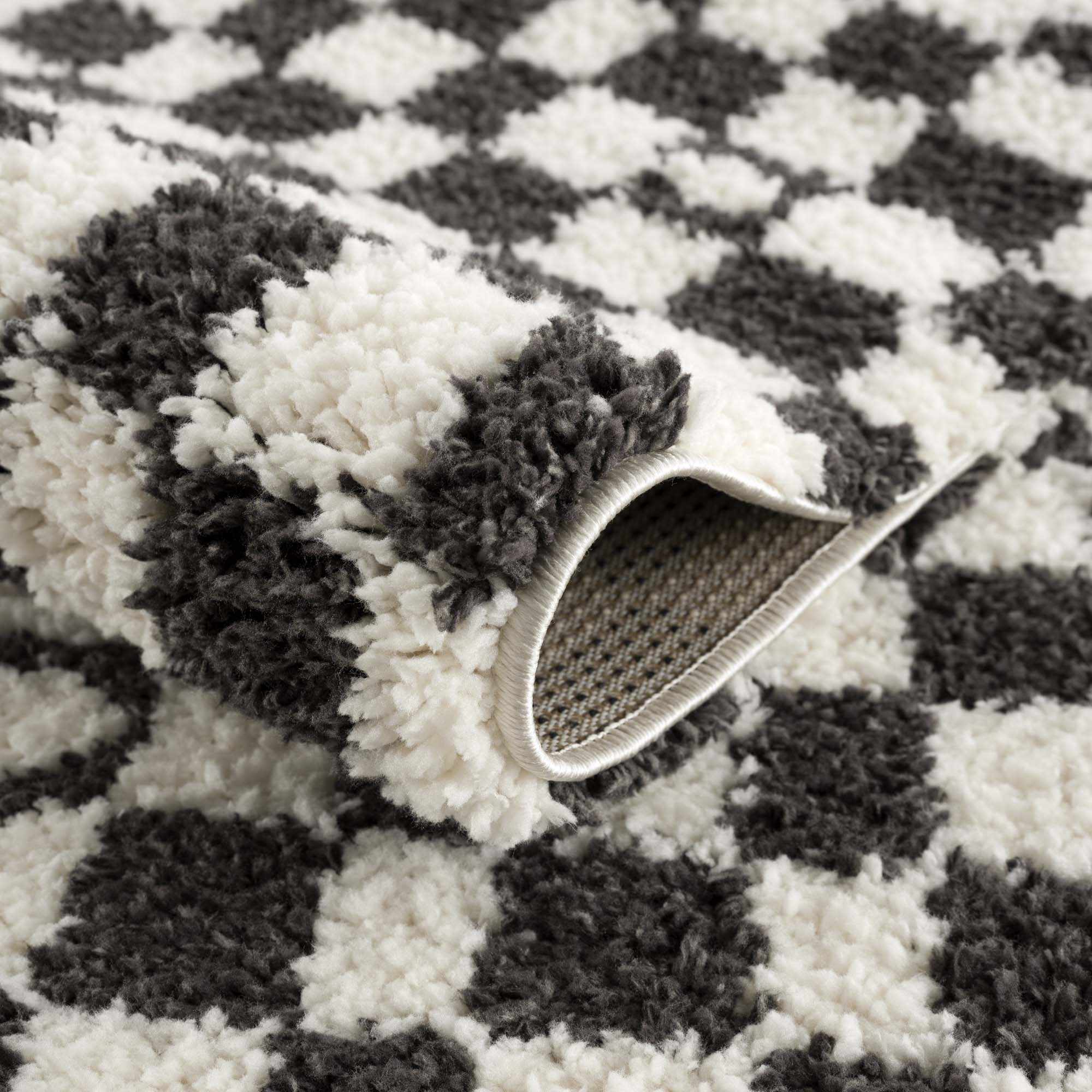 Kieu Black & White Checkered Shag Rug - Image 6