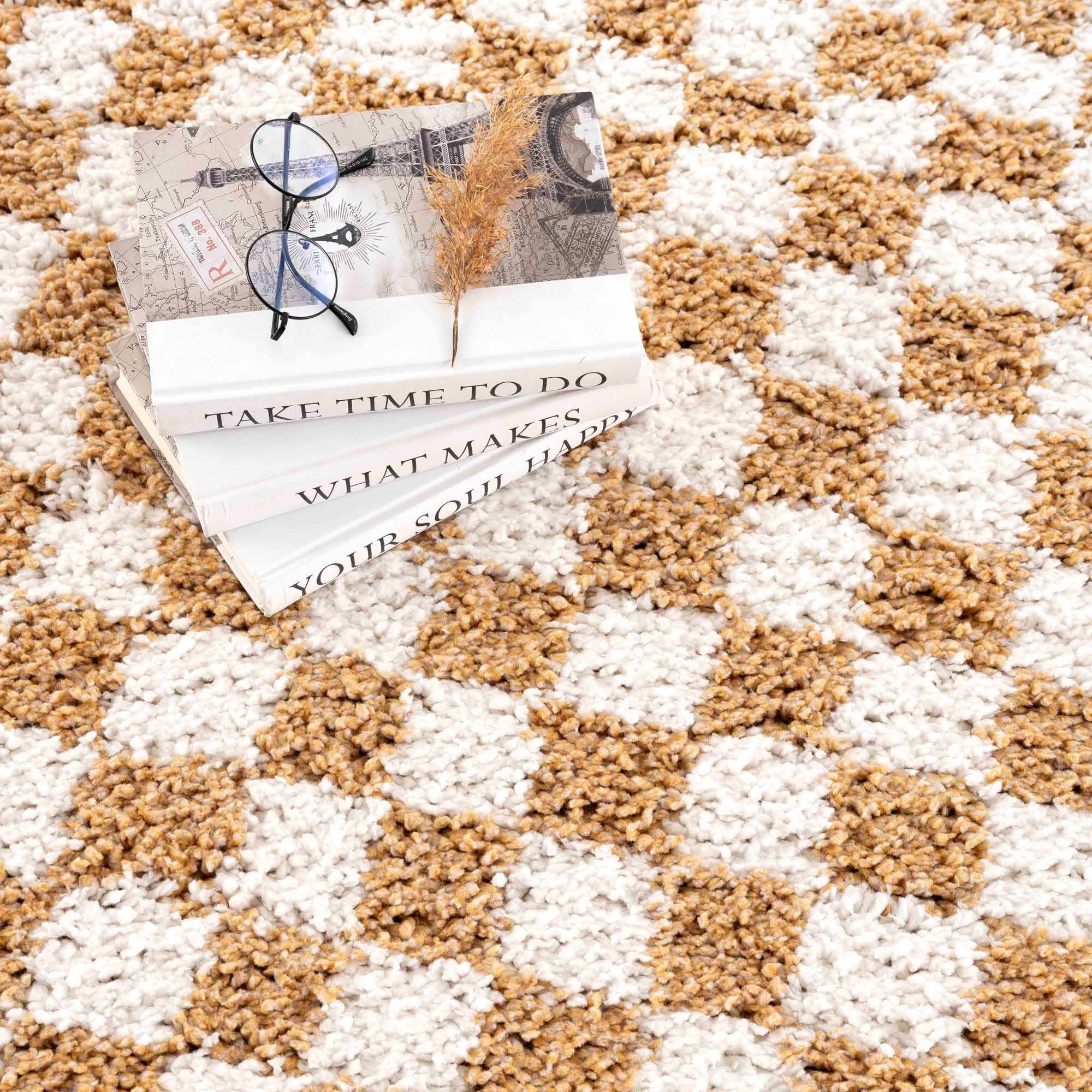 Kieu Mustard & Ivory Checkered Area Rug - Image 14
