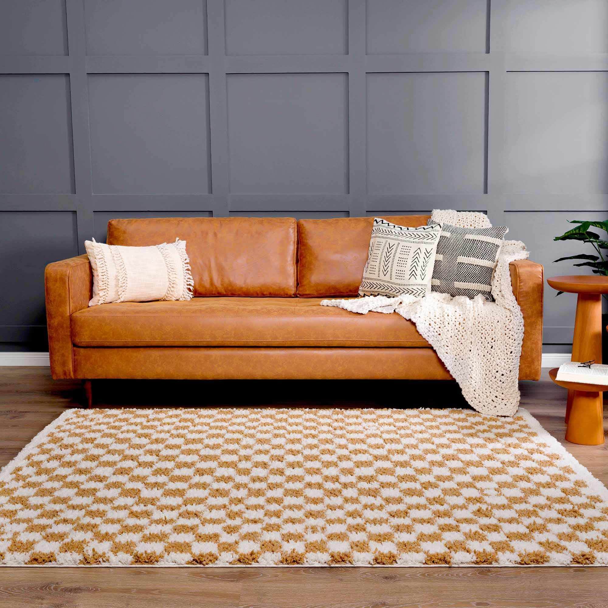 Kieu Mustard & Ivory Checkered Area Rug - Image 15