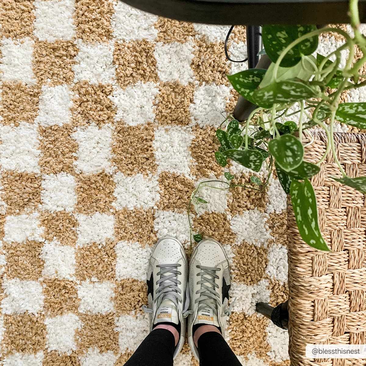 Kieu Mustard & Ivory Checkered Area Rug - Image 5