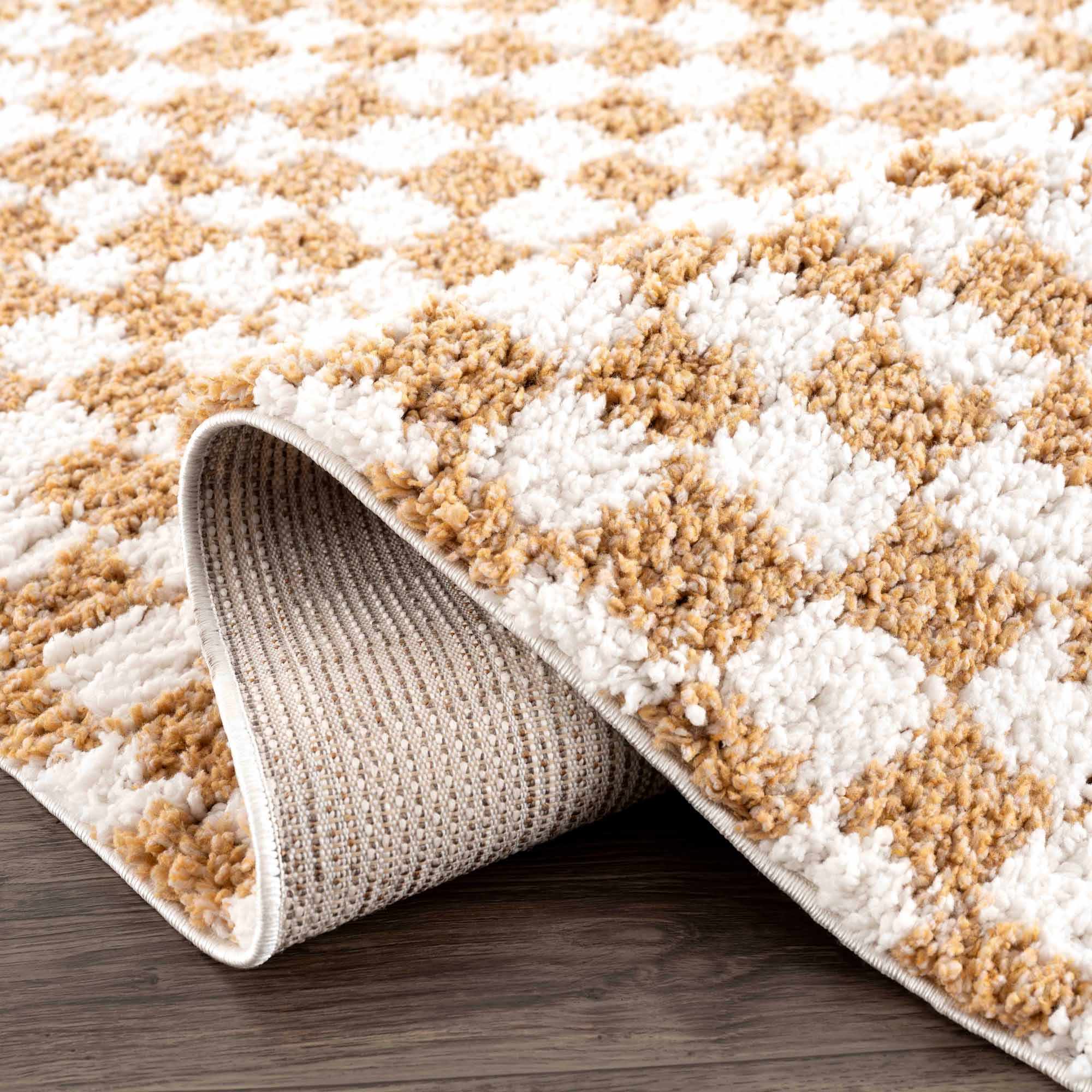 Kieu Mustard & Ivory Checkered Area Rug - Image 8