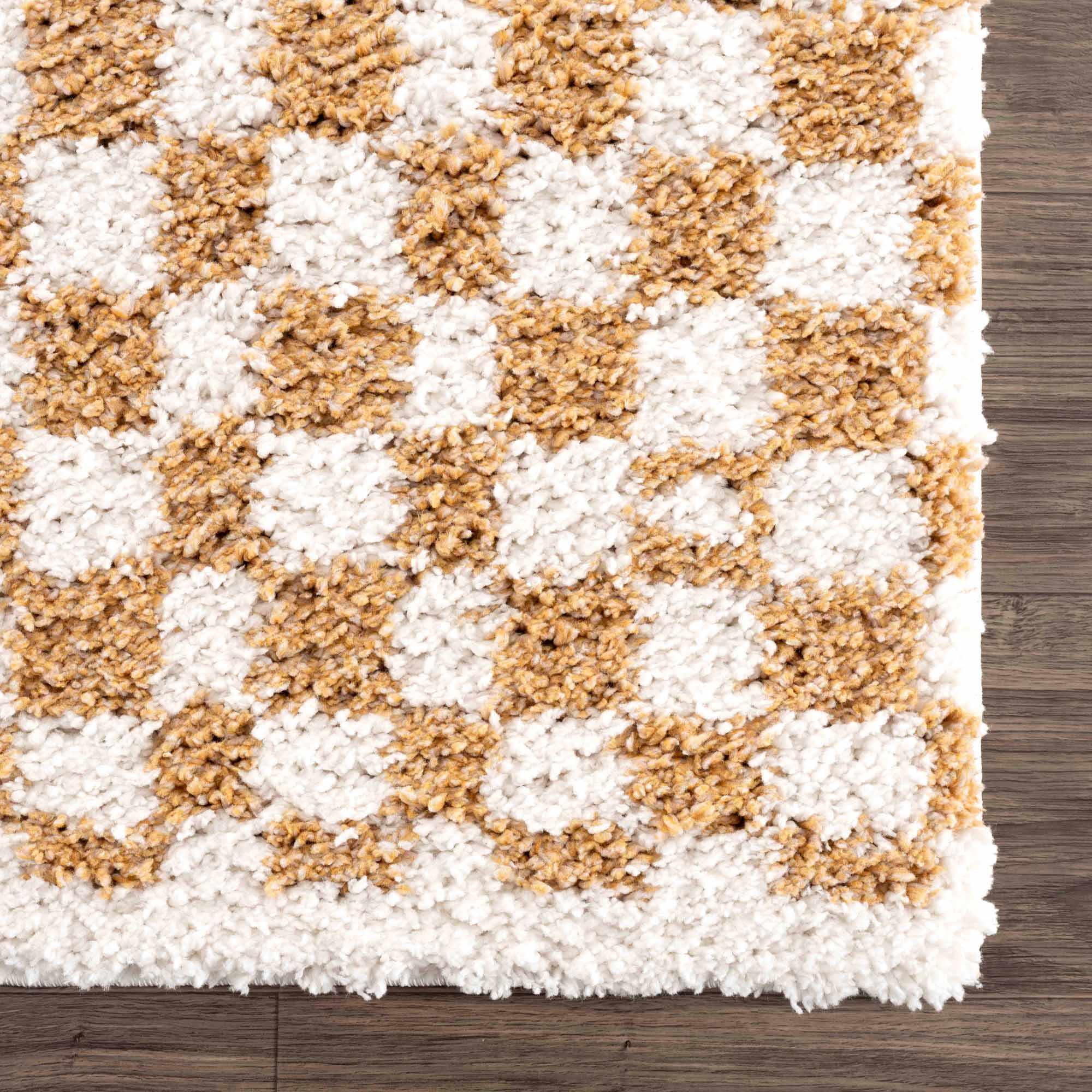 Kieu Mustard & Ivory Checkered Area Rug - Image 9