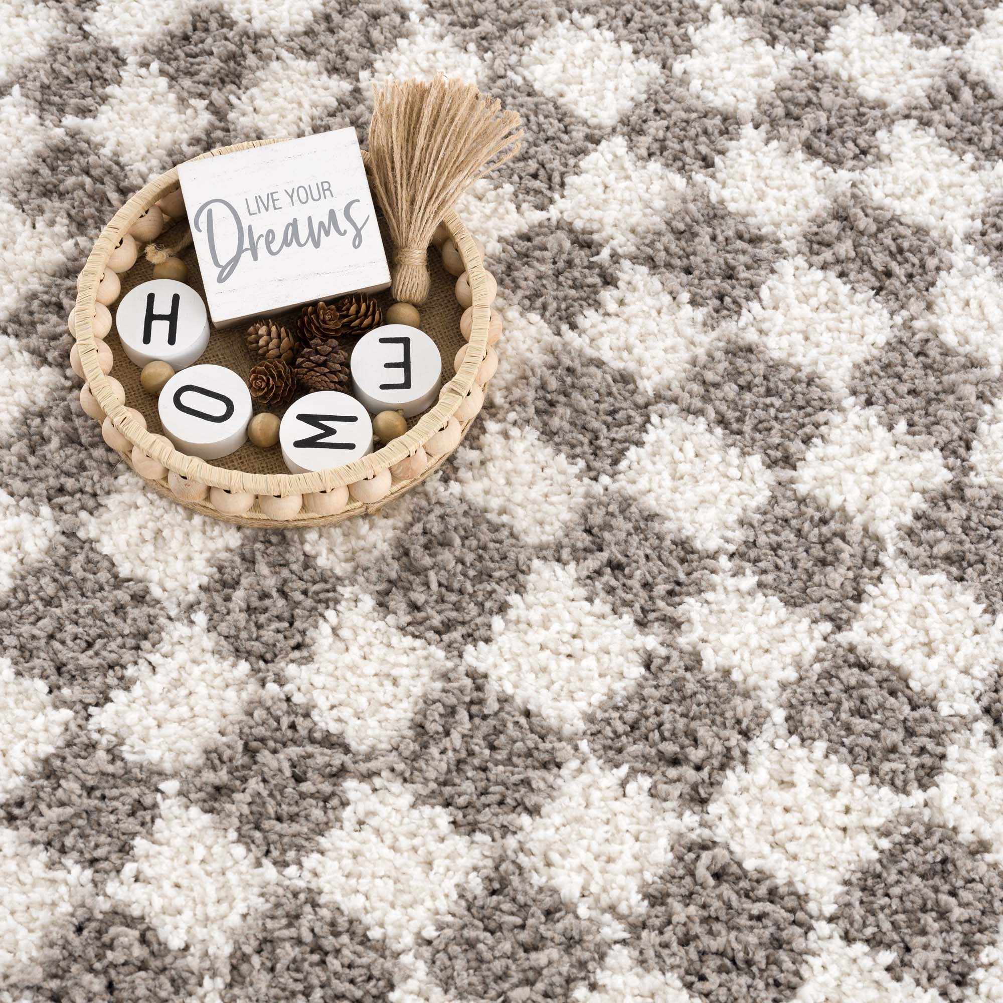 Kieu Taupe Checkered Plush Rug - Image 10