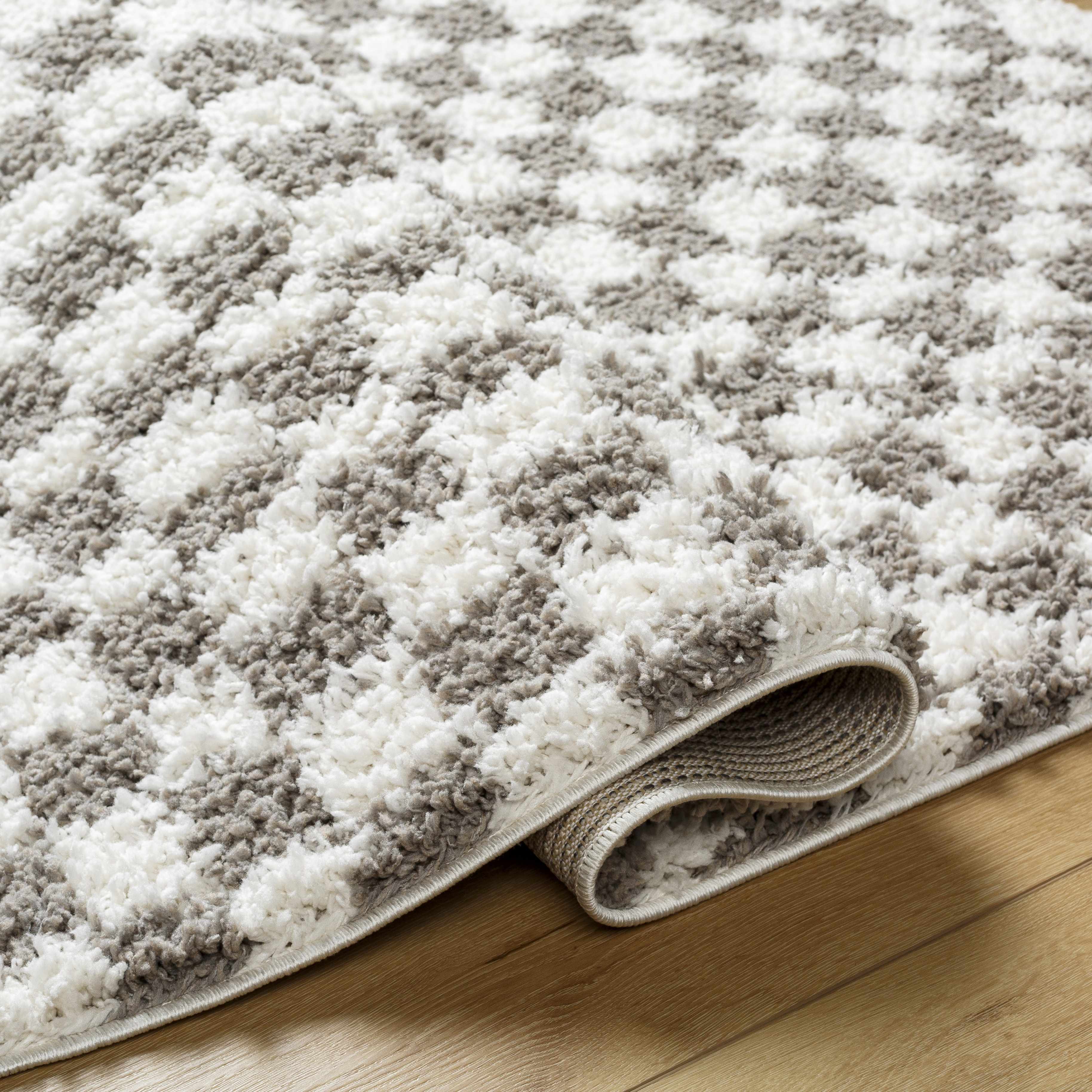 Kieu Taupe Checkered Plush Rug - Image 14