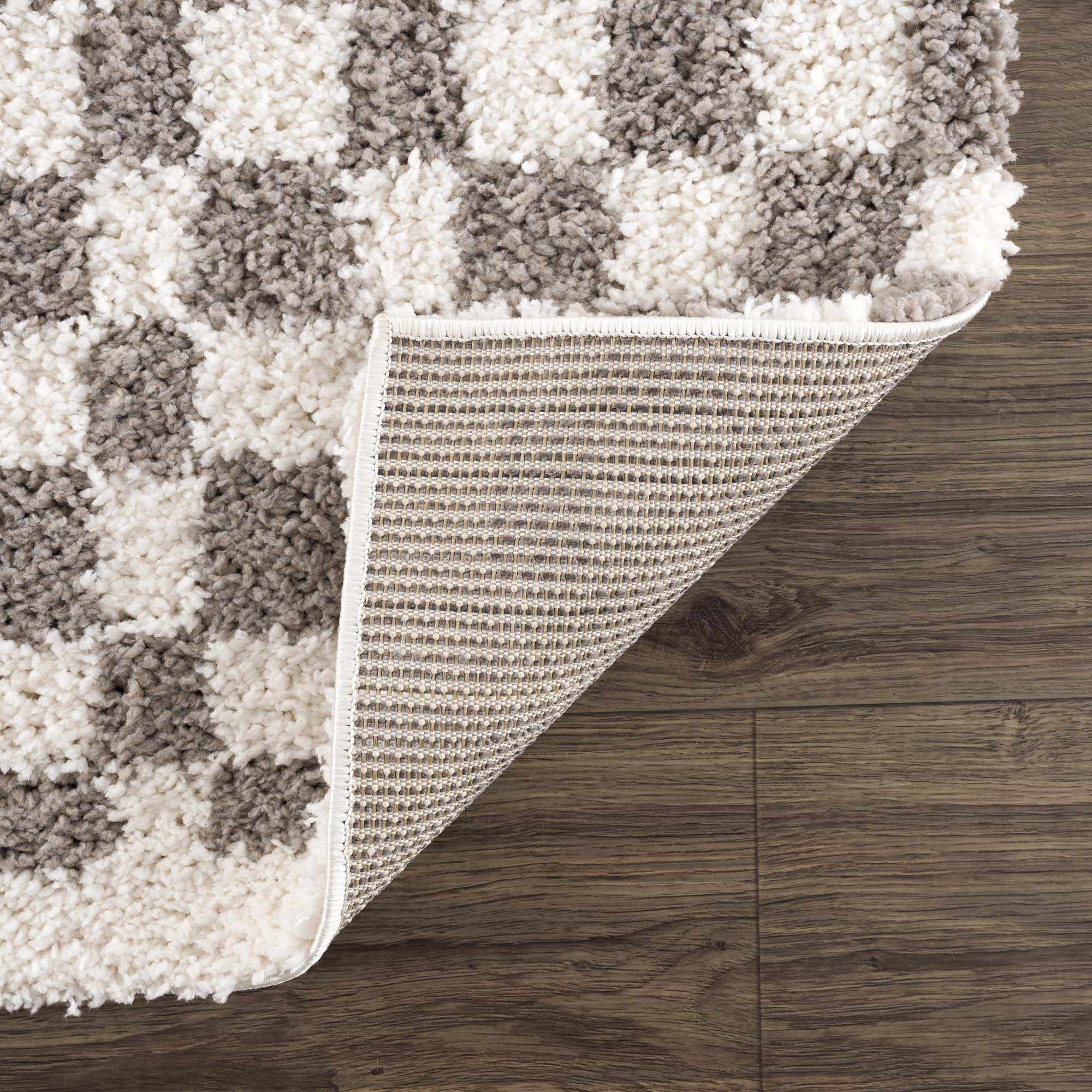 Kieu Taupe Checkered Plush Rug - Image 5