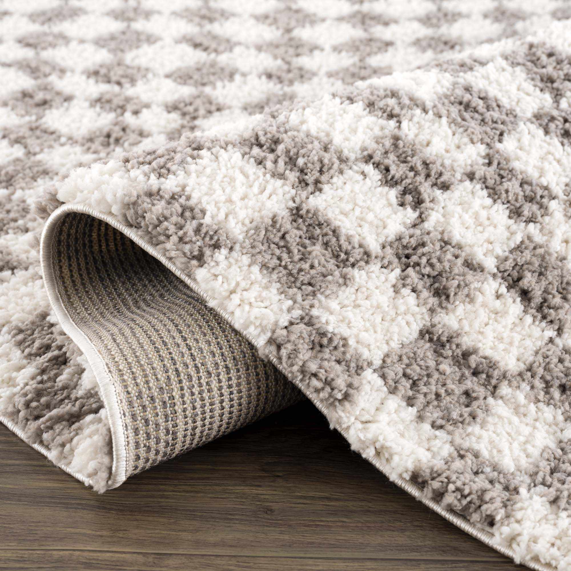 Kieu Taupe Checkered Plush Rug - Image 7