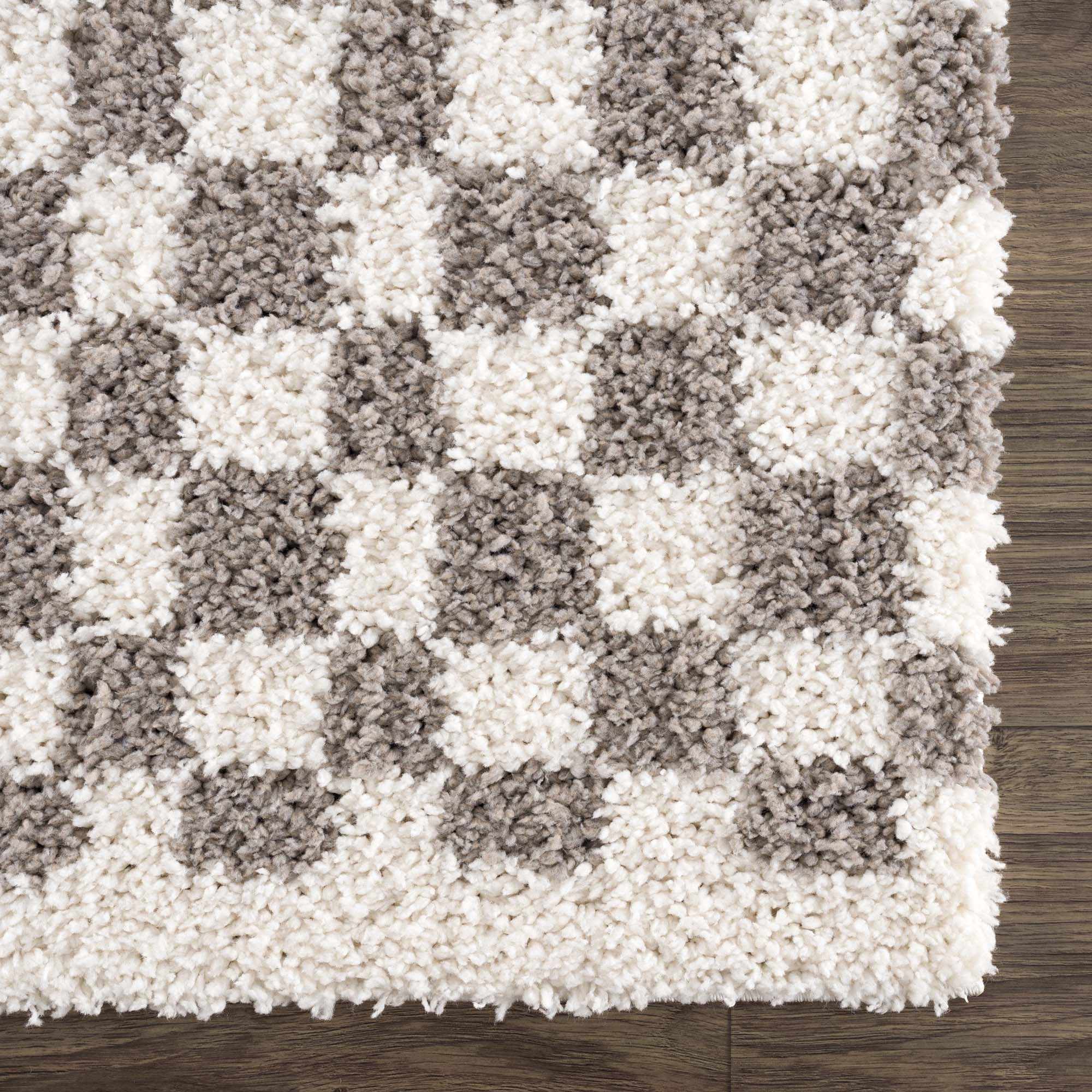 Kieu Taupe Checkered Plush Rug - Image 8