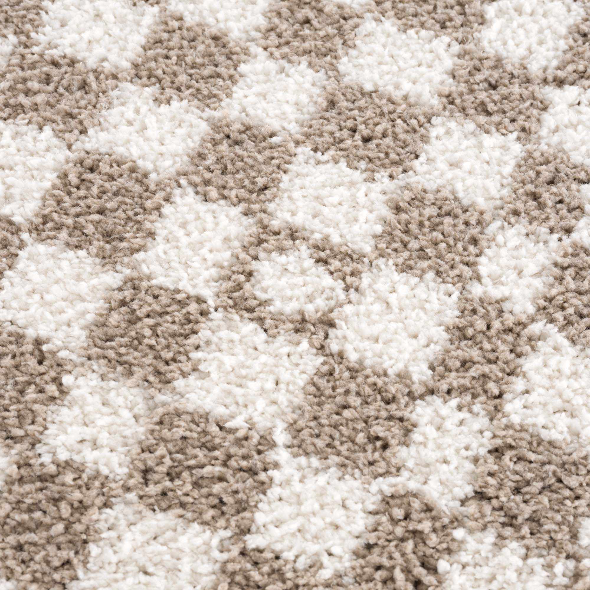 Kieu Taupe Checkered Shag Rug - Image 13