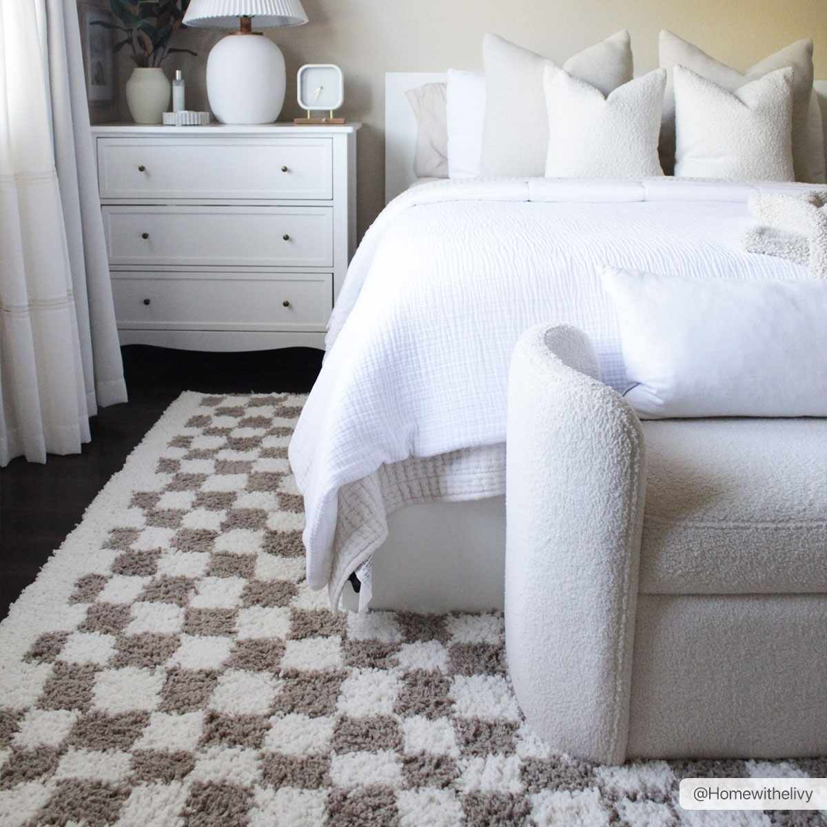 Kieu Taupe Checkered Shag Rug - Image 2