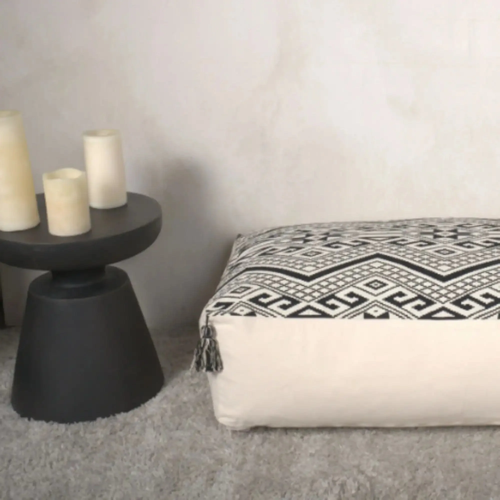 Kiki Rectangular Pouf Ottoman Floor Cushion Natural Black - Image 3