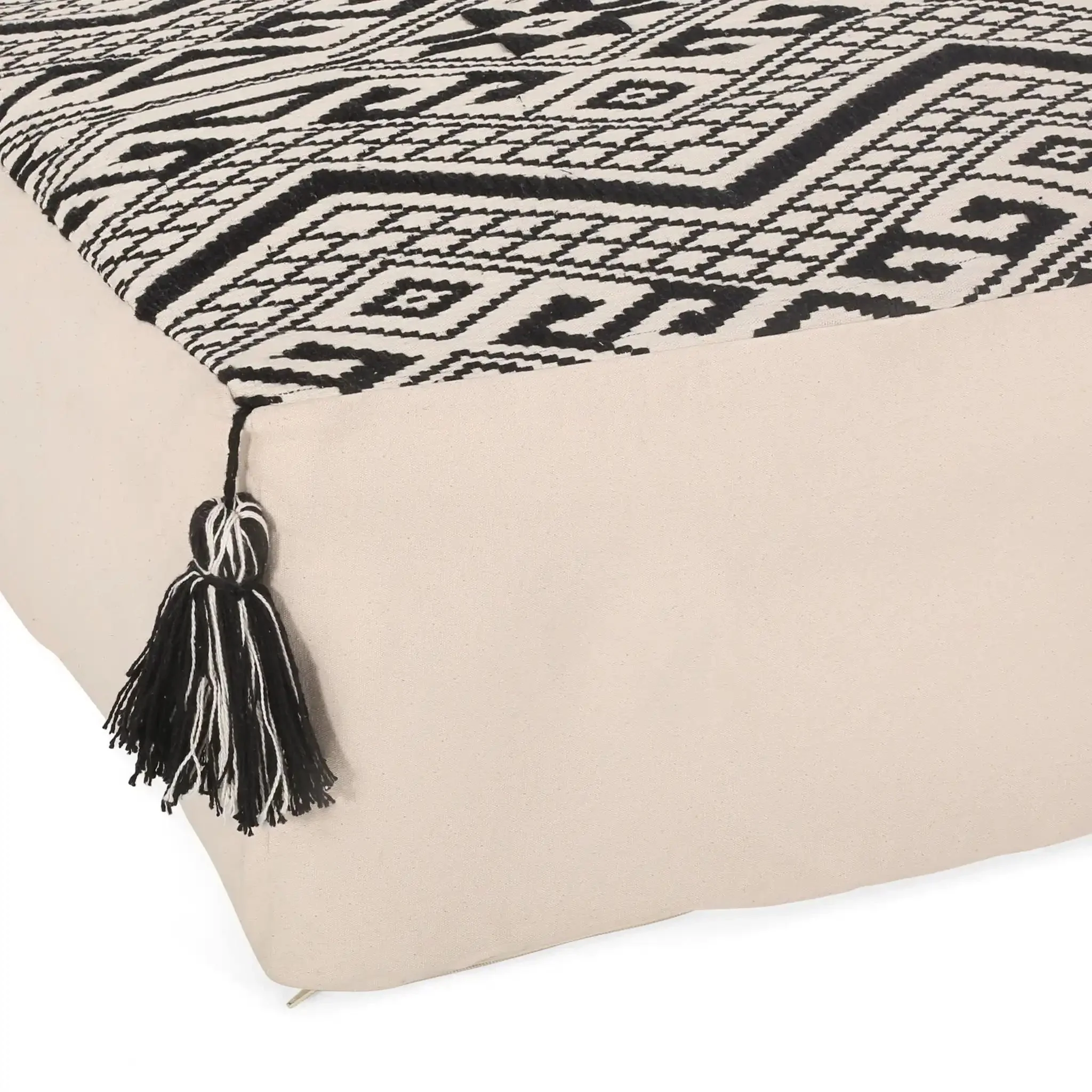 Kiki Rectangular Pouf Ottoman Floor Cushion Natural Black - Image 5