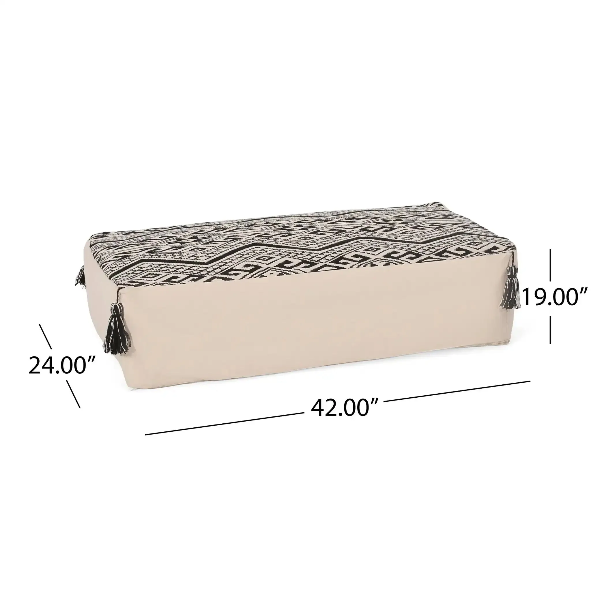 Kiki Rectangular Pouf Ottoman Floor Cushion Natural Black - Image 6