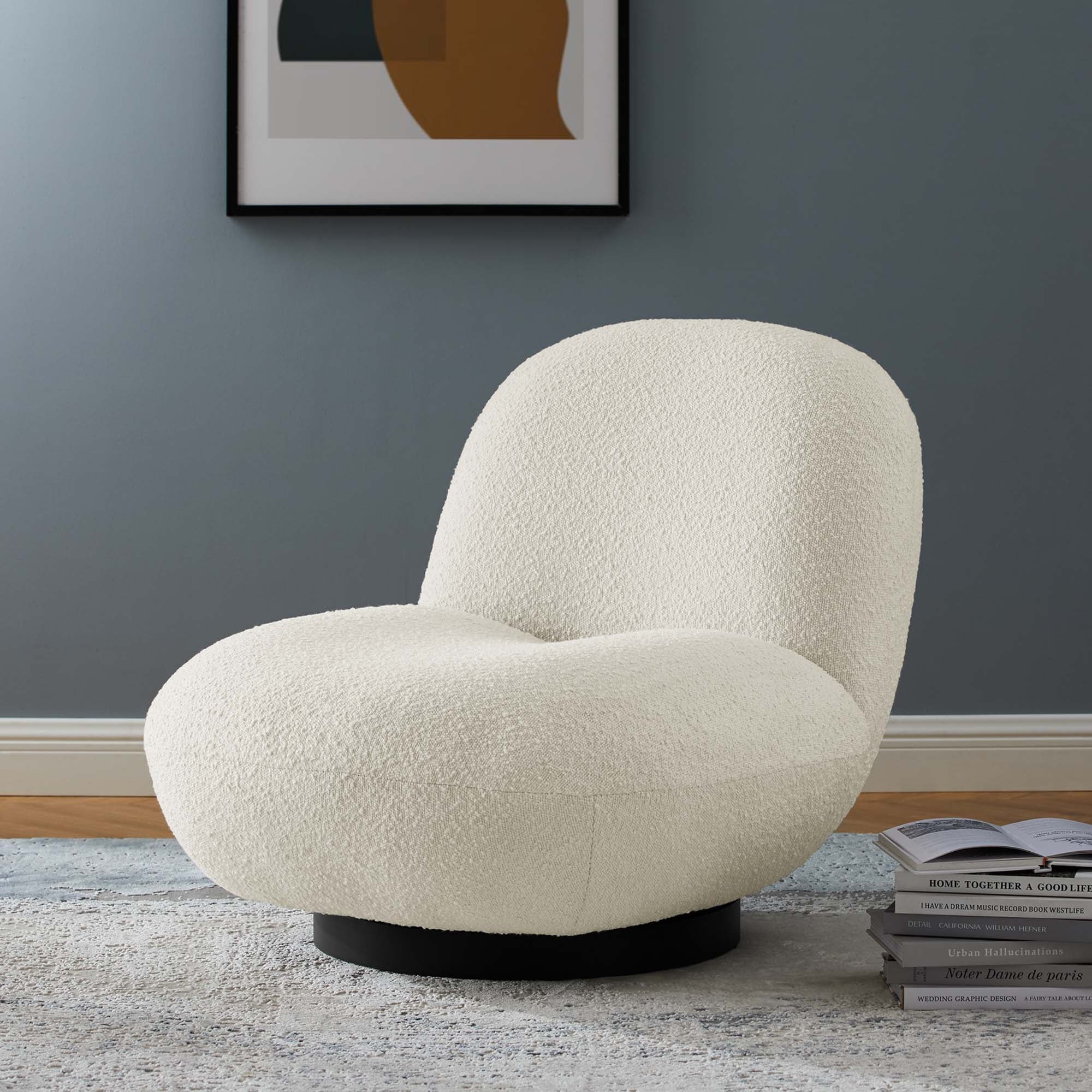 Kindred Boucle Upholstered Fabric Swivel Chair by Modway - Image 7