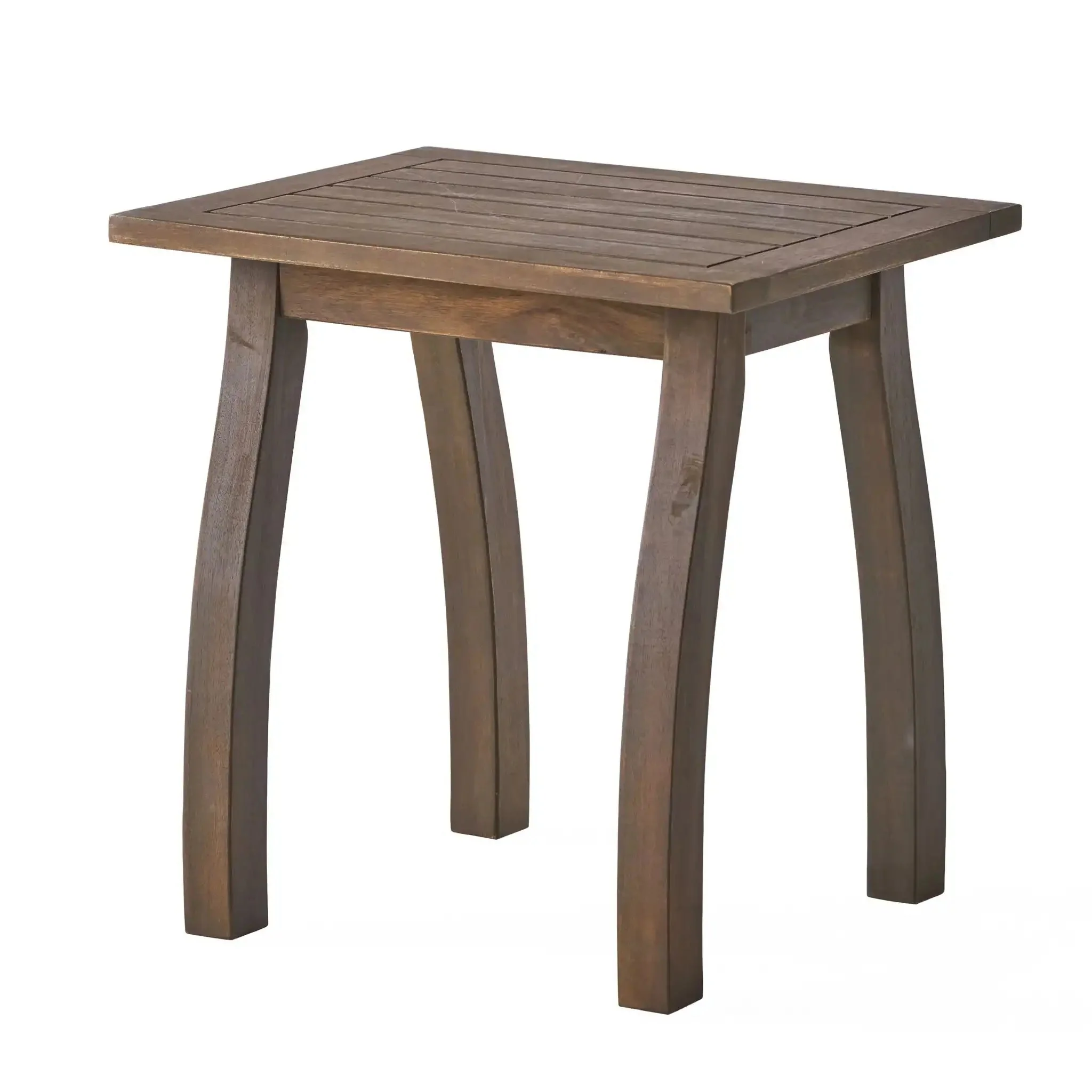 Kinesis Outdoor Side Table with Slatted Top and Wood Frame - Image 2