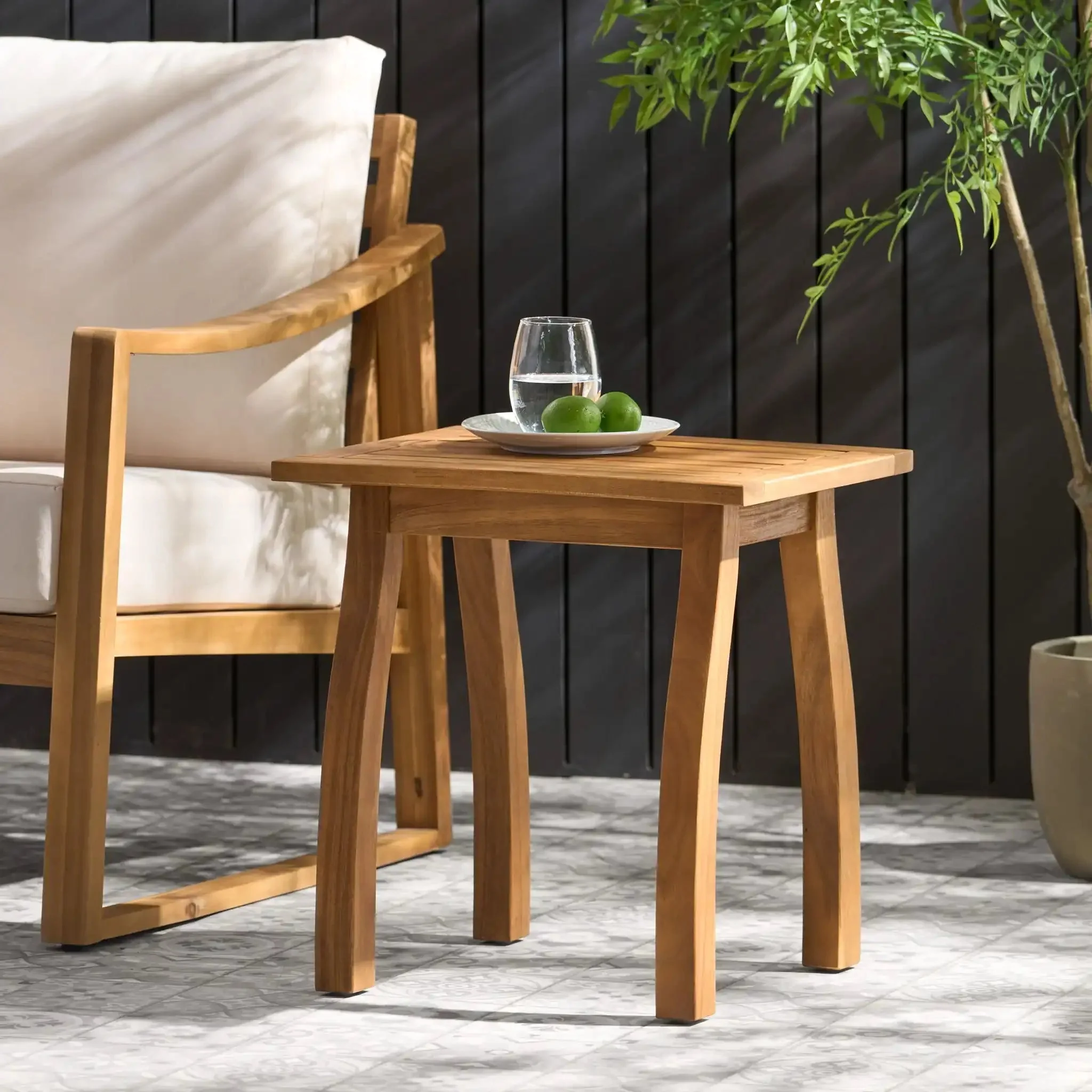 Kinesis Outdoor Side Table with Slatted Top and Wood Frame - Image 3