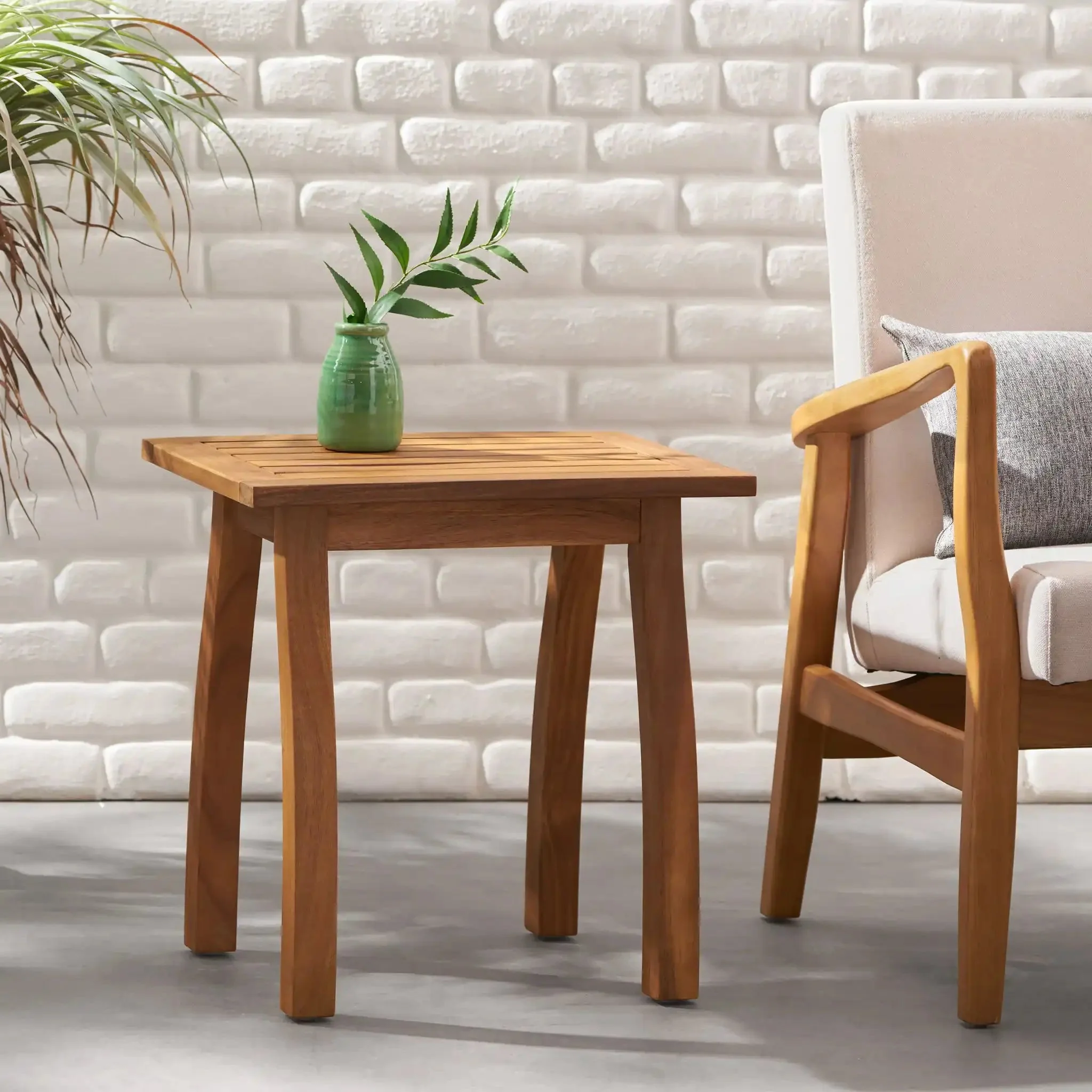 Kinesis Outdoor Side Table with Slatted Top and Wood Frame - Image 5