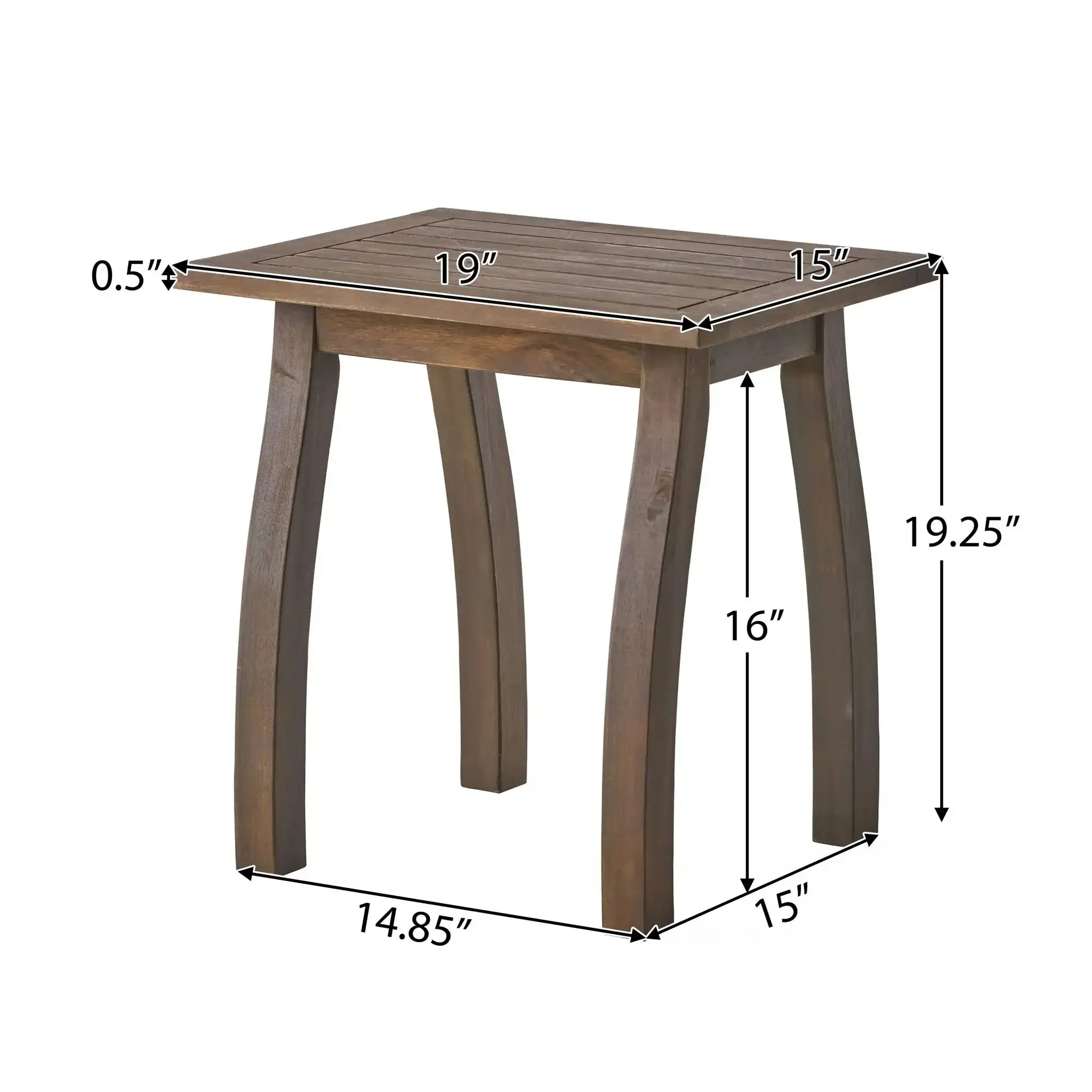 Kinesis Outdoor Side Table with Slatted Top and Wood Frame - Image 6