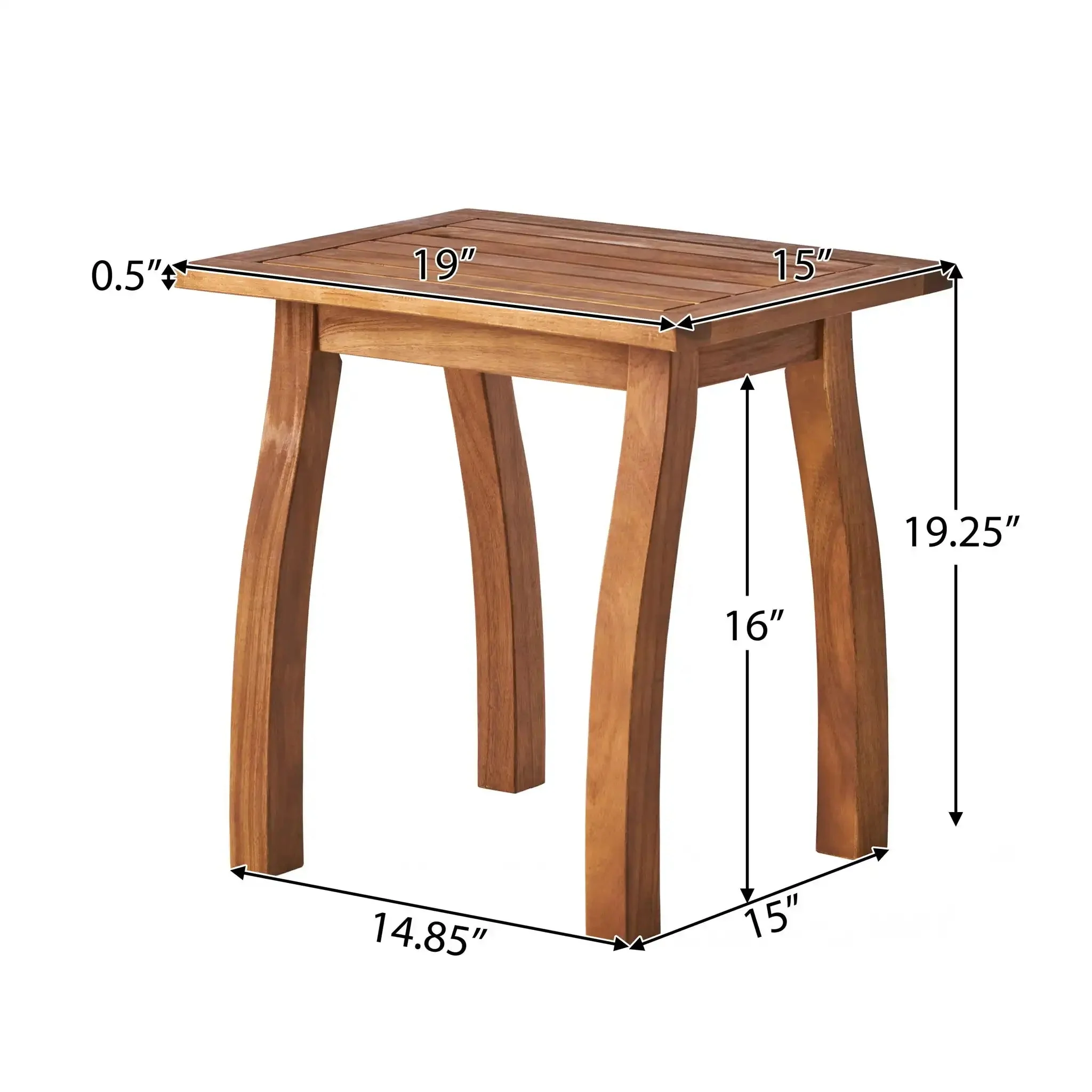 Kinesis Outdoor Side Table with Slatted Top and Wood Frame - Image 7