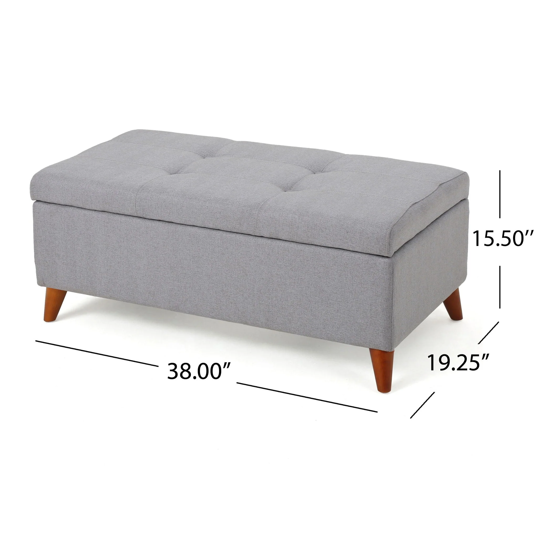Kinetics Upholstered Storage Ottoman With Lift-Top And Button Tufted Seat - Light Gray - Image 2