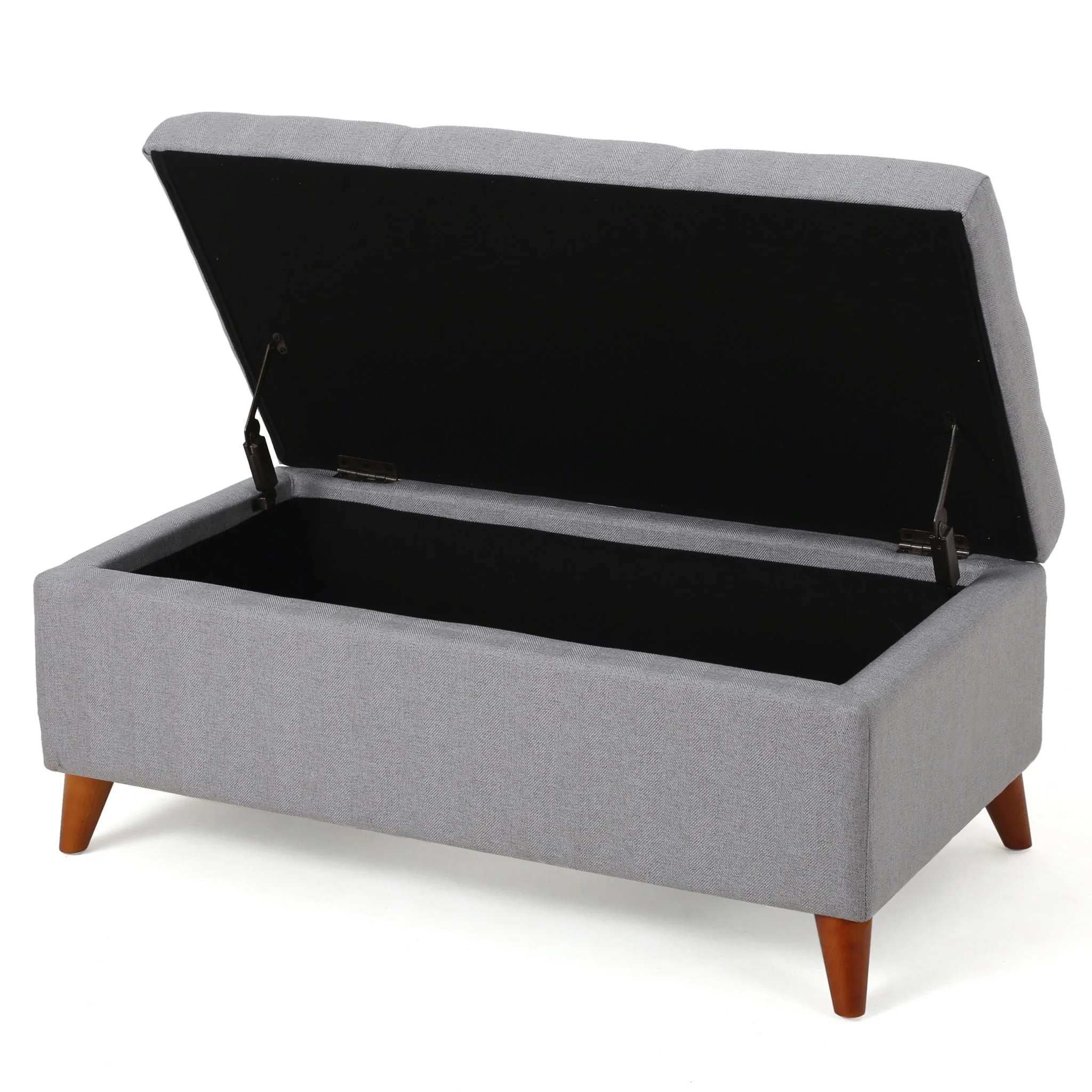 Kinetics Upholstered Storage Ottoman With Lift-Top And Button Tufted Seat - Light Gray - Image 3