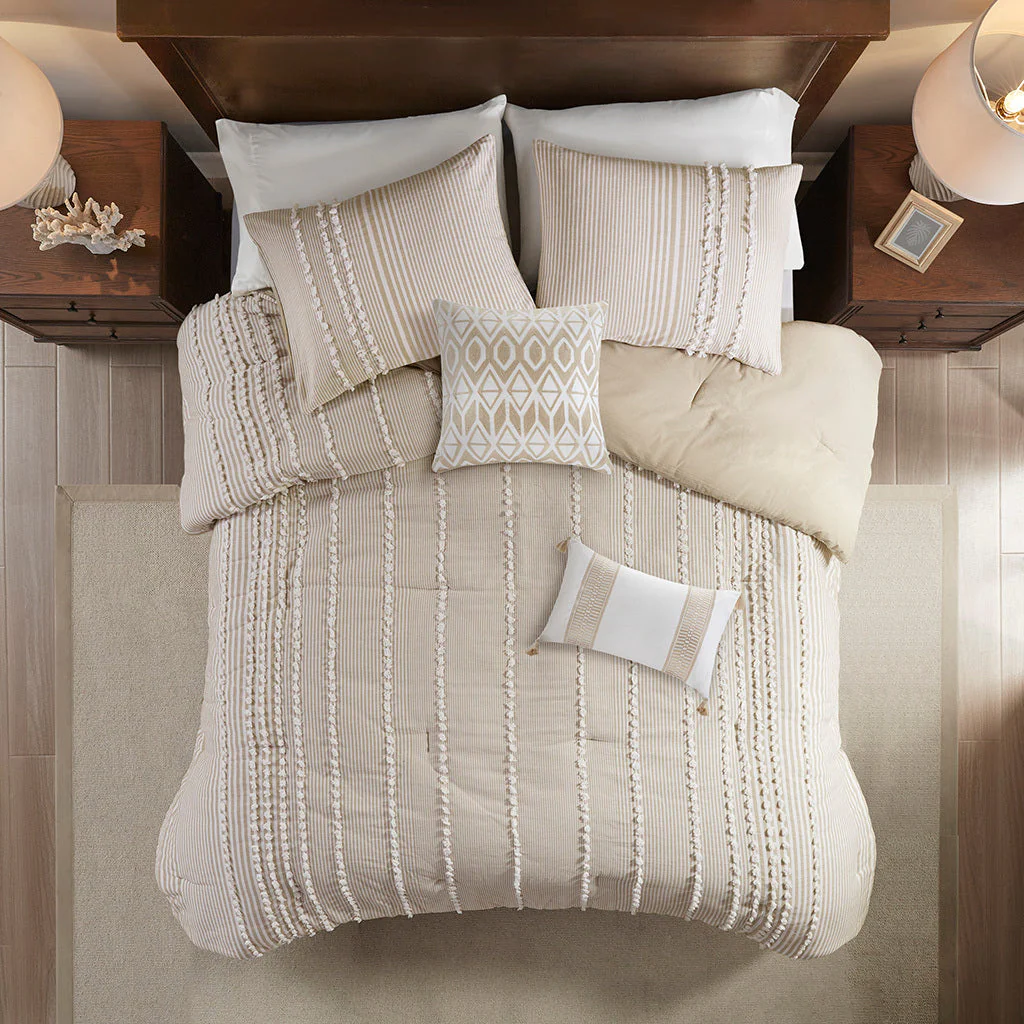 King 3 Piece Cotton Yarn Dyed Comforter Set - Image 7
