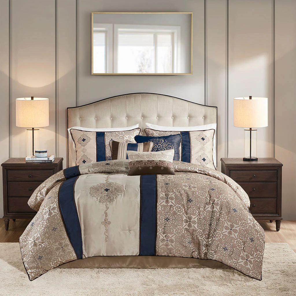 King 7 Piece Jacquard Comforter Set with Throw Pillows - Image 17