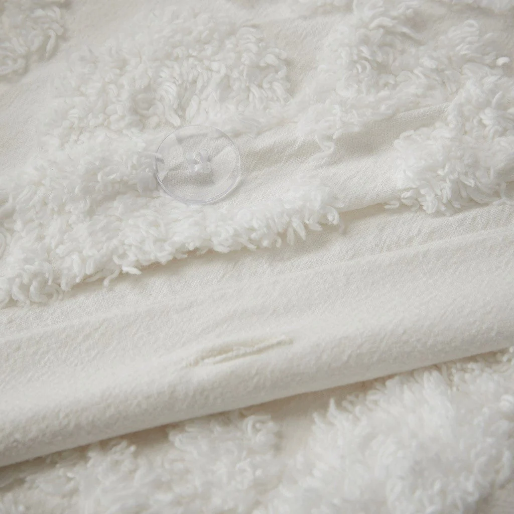 King/Cal King 3 Piece Tufted Cotton Chenille Damask Duvet Cover Set - Image 10