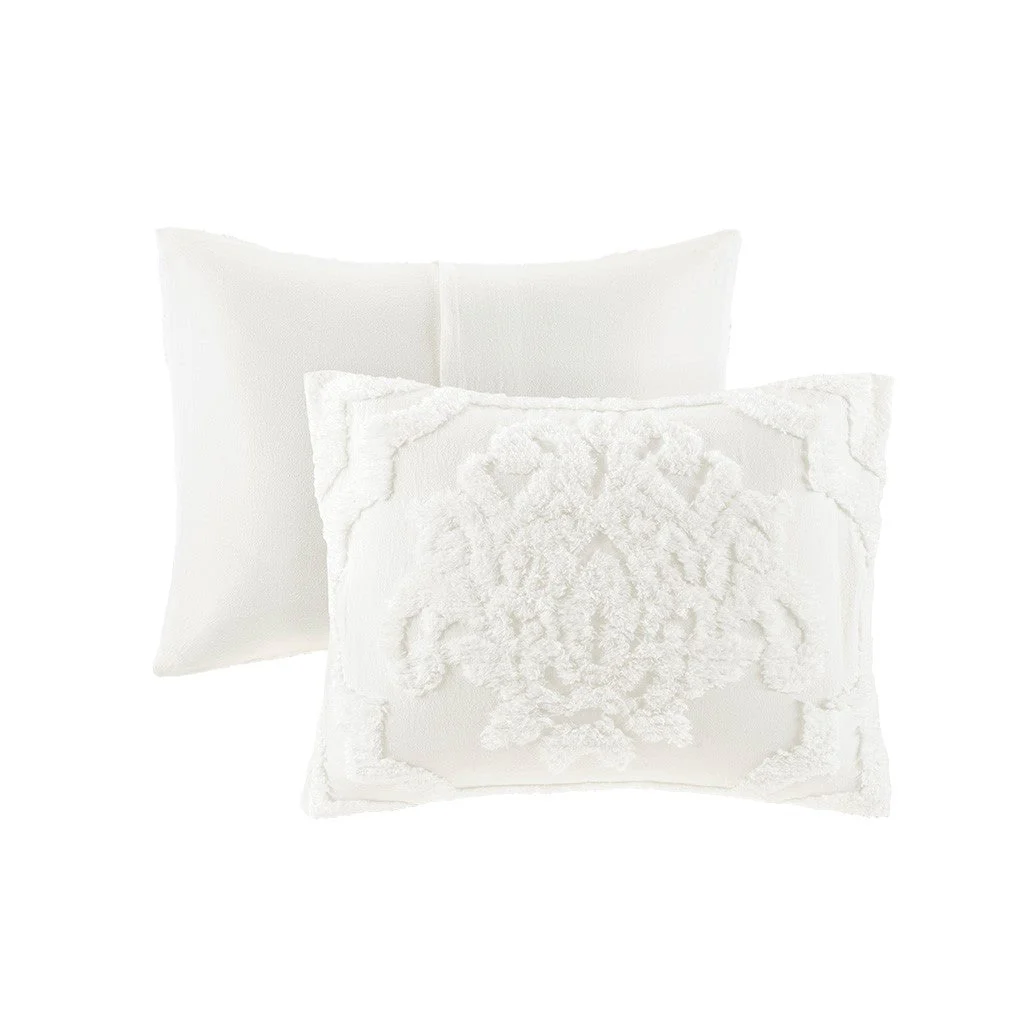 King/Cal King 3 Piece Tufted Cotton Chenille Damask Duvet Cover Set - Image 15