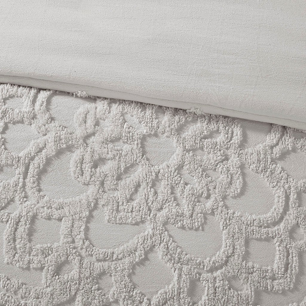 King/Cal King 3-Piece Tufted Cotton Chenille Medallion Duvet Cover Set - Image 5
