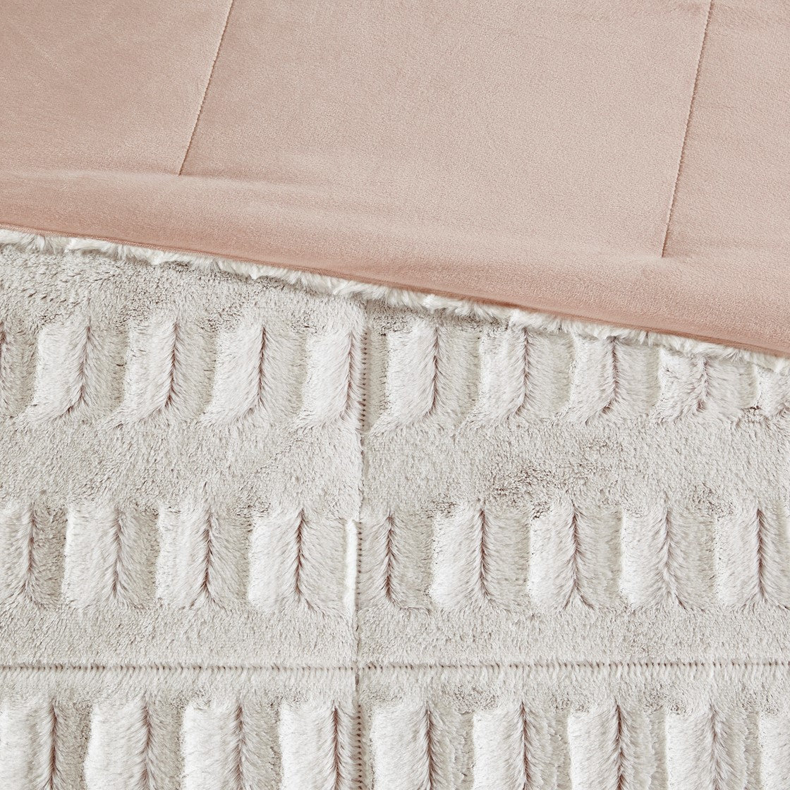 King/Cal King Back Print Long Fur Comforter Mini Set - Image 2