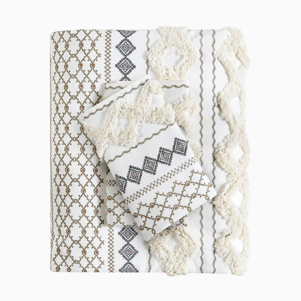 King/Cal King Cotton Printed Duvet Cover Set with Chenille - Image 13