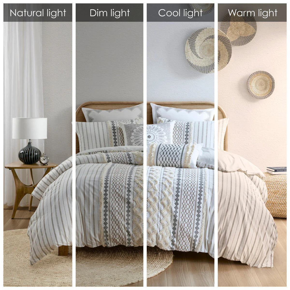 King/Cal King Cotton Printed Duvet Cover Set with Chenille - Image 7