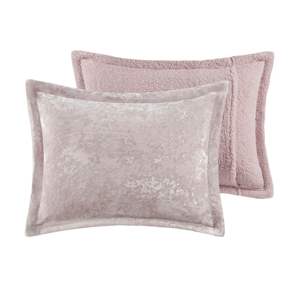 King/Cal King Crushed Velvet Sherpa Reversible Comforter Set - Image 11
