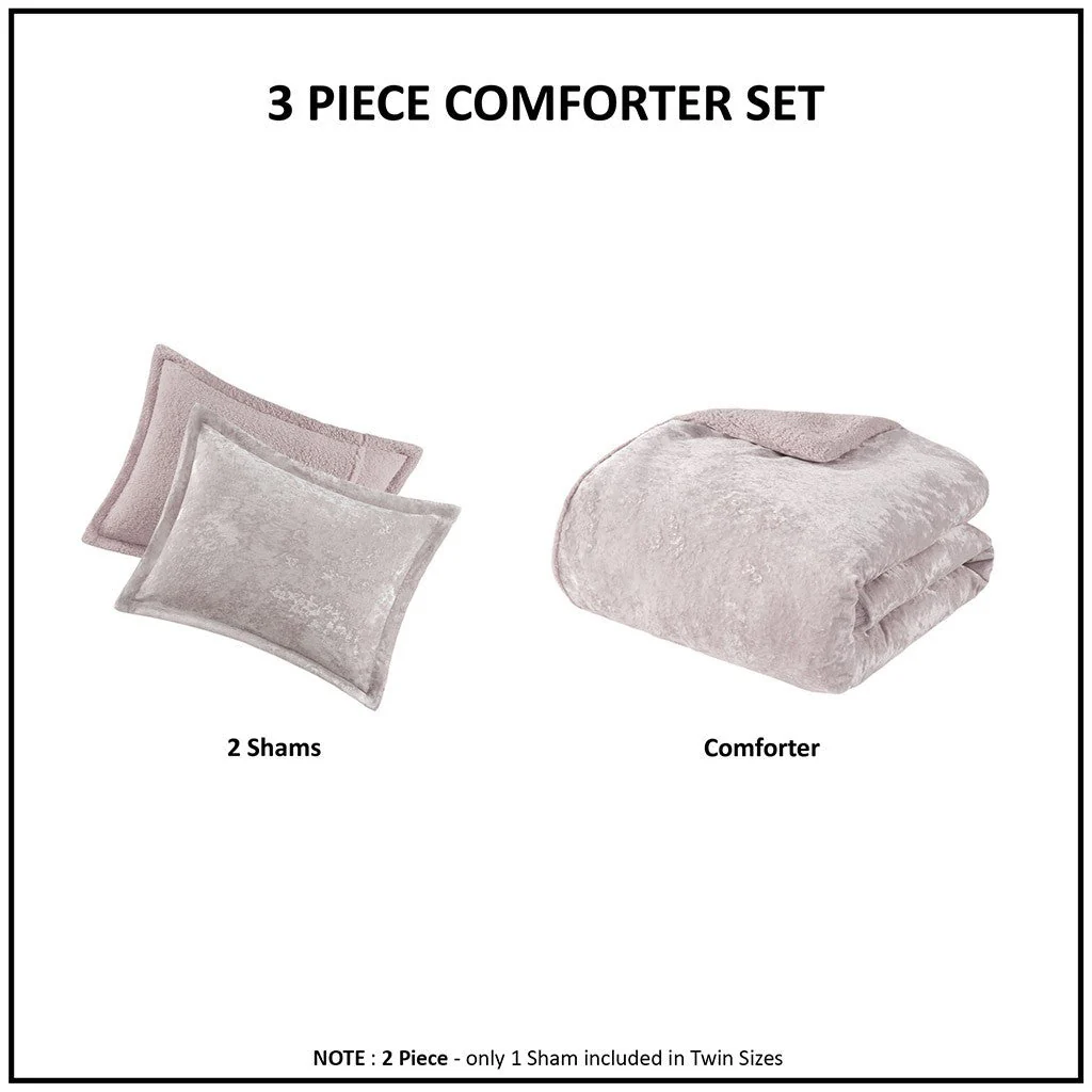 King/Cal King Crushed Velvet Sherpa Reversible Comforter Set - Image 7