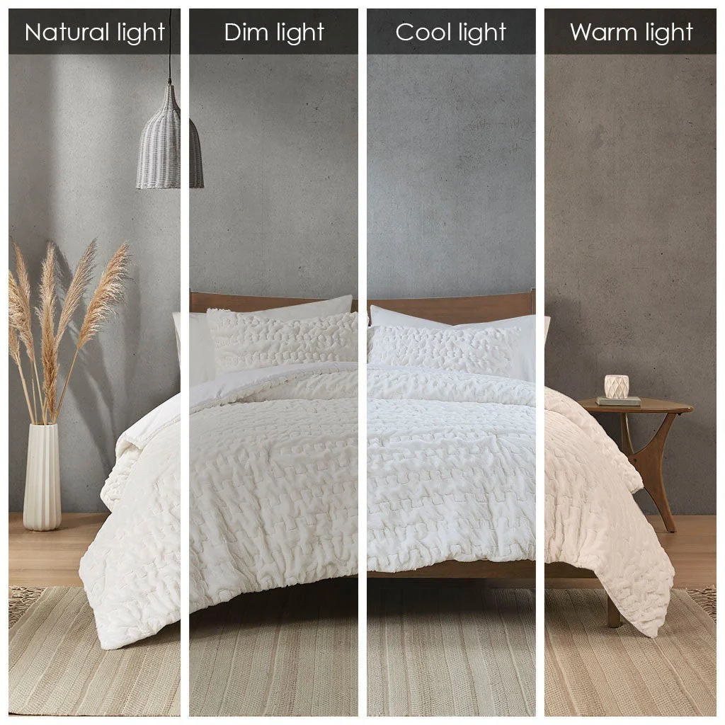 King/Cal King Ruched Fur Down Alternative Comforter Set - Image 2
