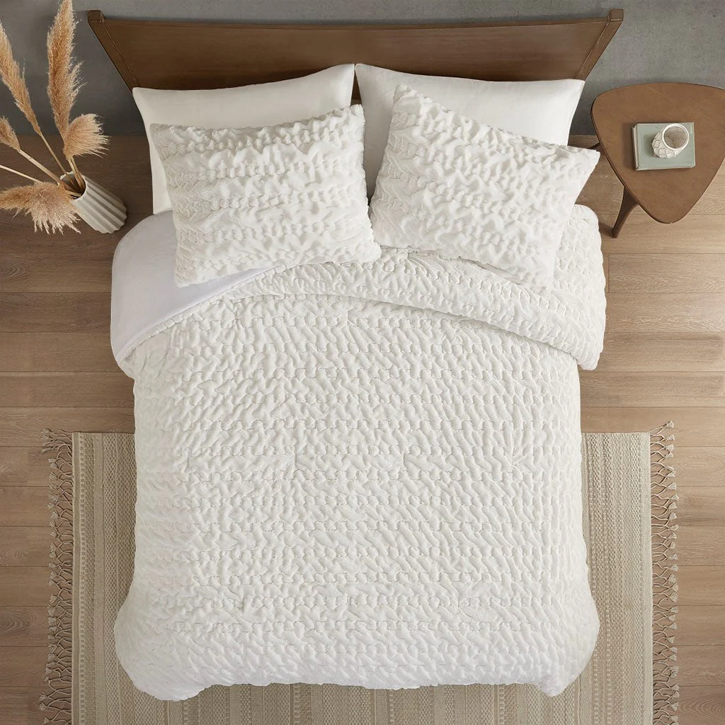 King/Cal King Ruched Fur Down Alternative Comforter Set - Image 3