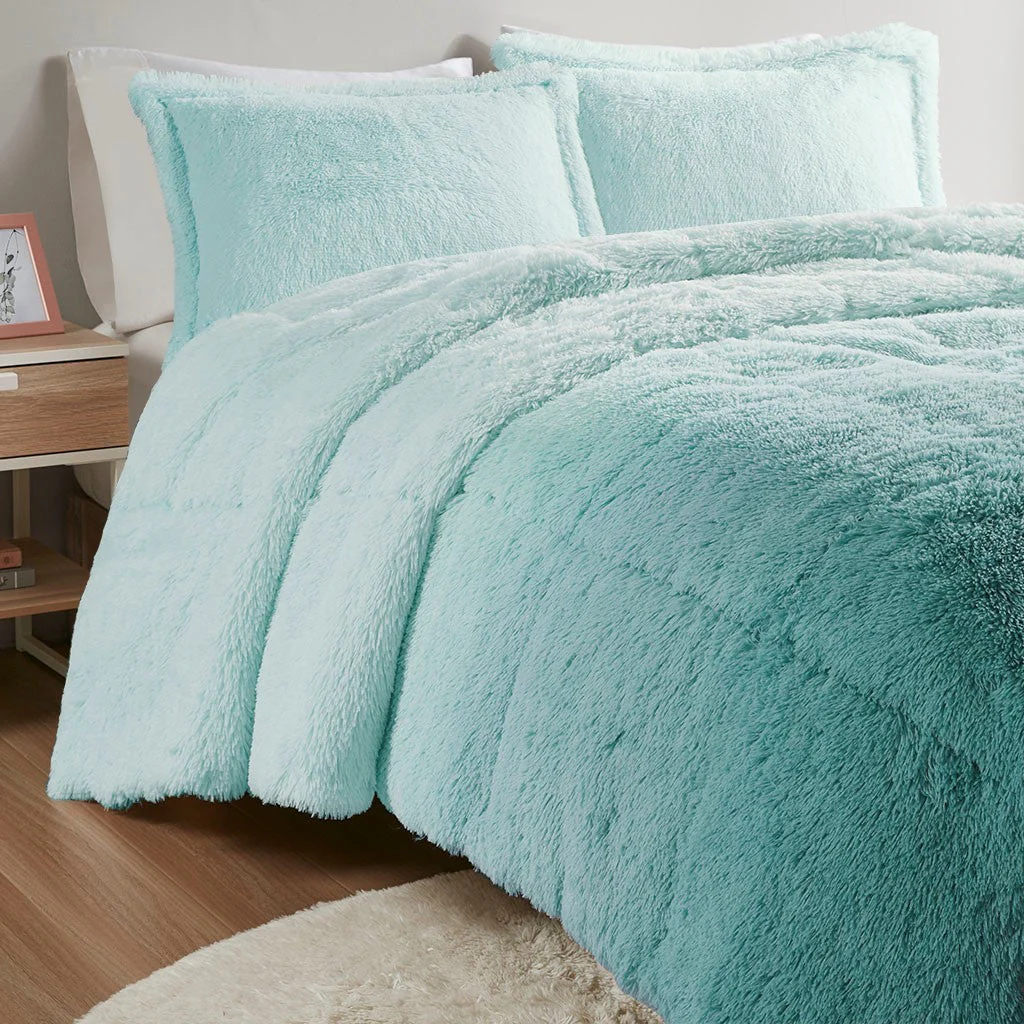 King Ombre Shaggy Long Fur Comforter Mini Set - Image 9