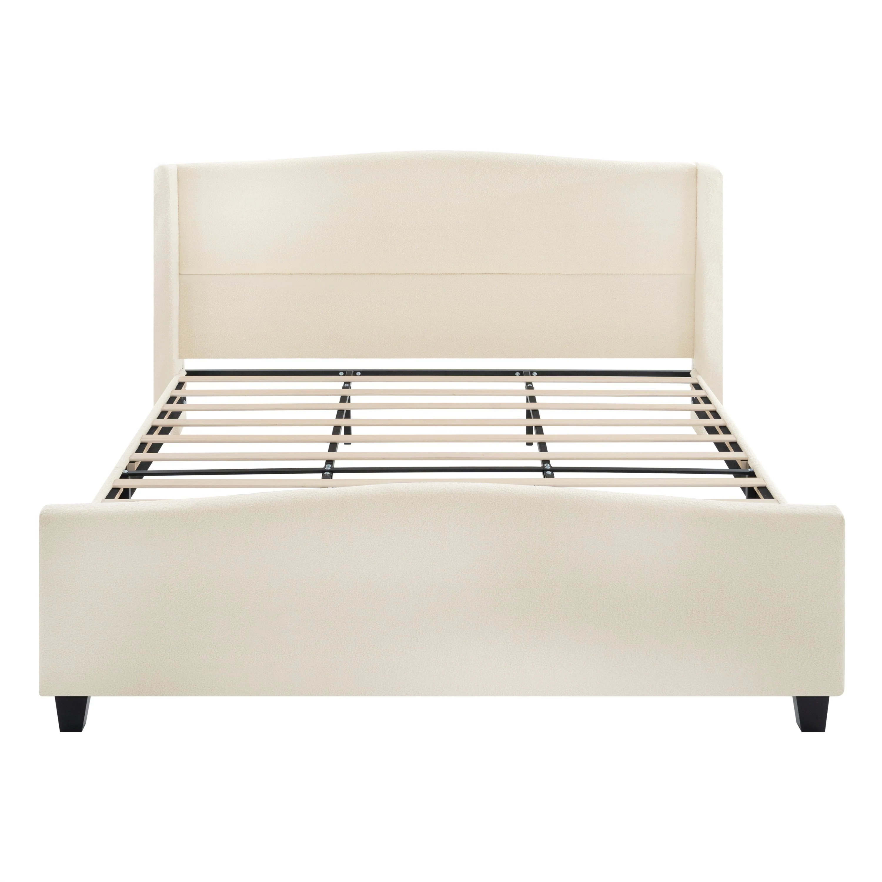 King Size Bed Frame with Upholstered Teddy Velvet Headboard - Image 8