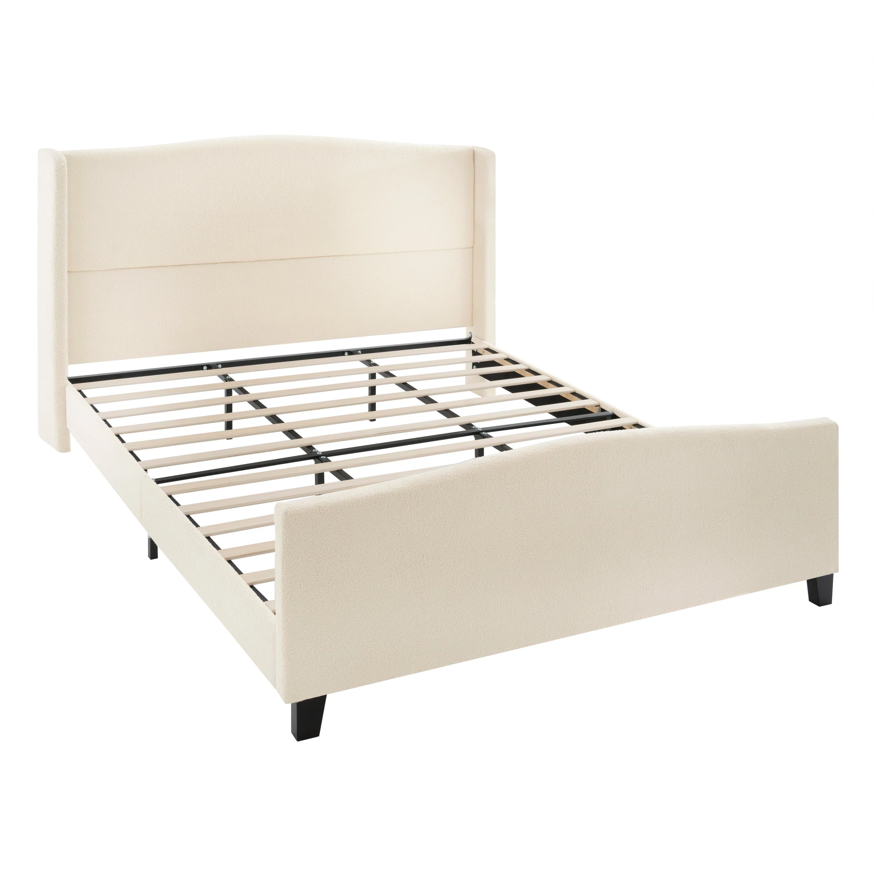 King Size Bed Frame with Upholstered Teddy Velvet Headboard - Image 9