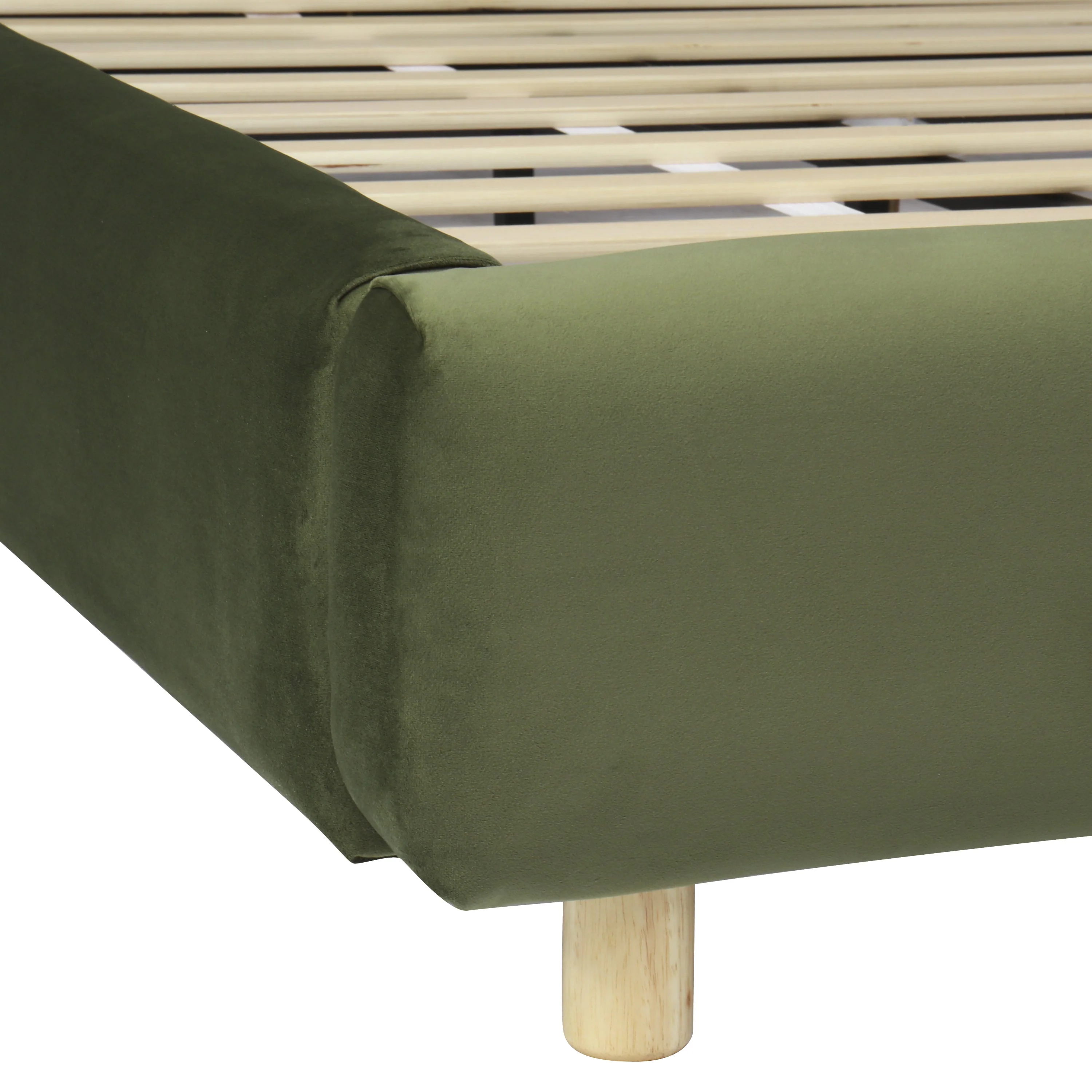 King Size Platform Bed with Velvet Fabric and Curved Headboard - Image 11