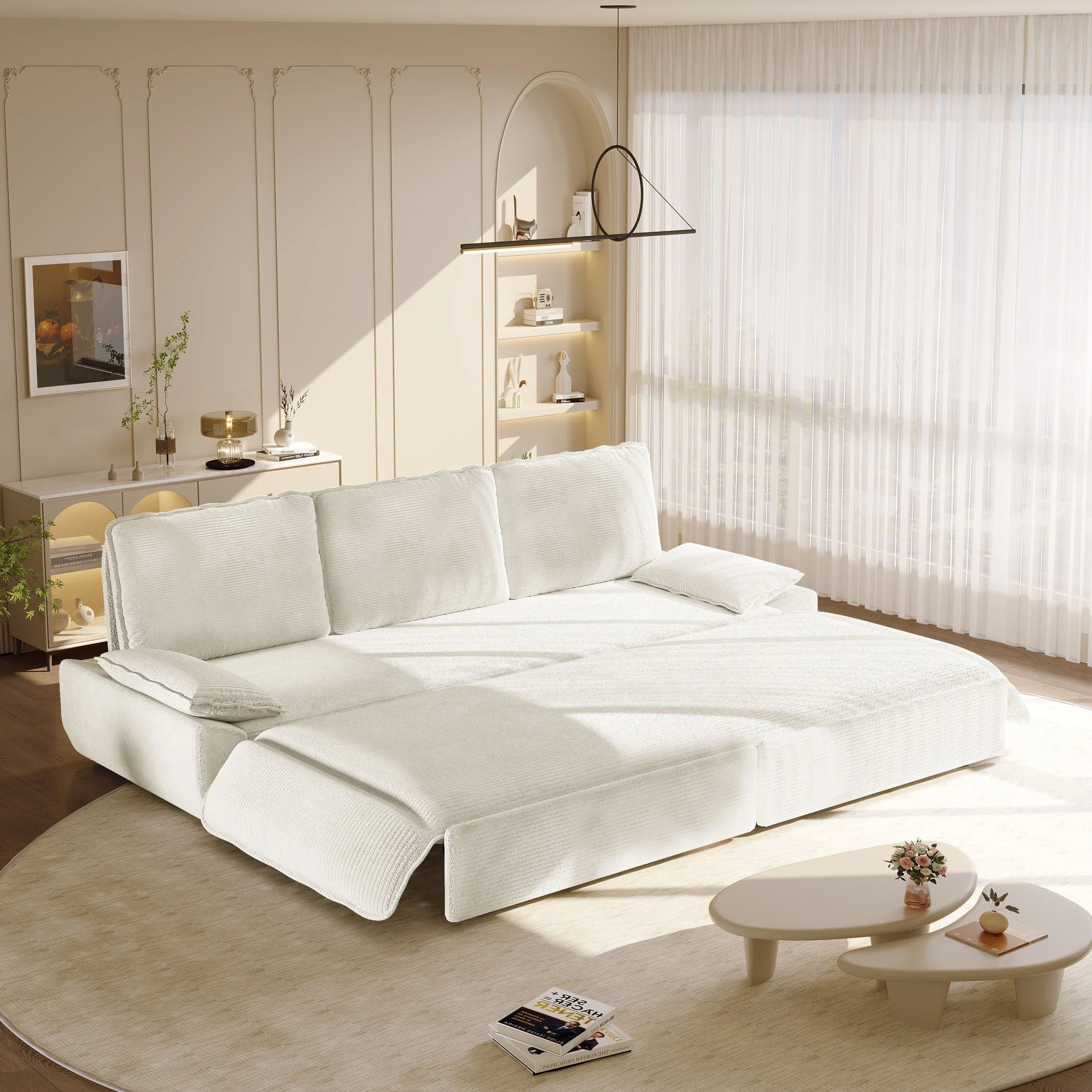 King Size Pull Out Sofa Bed, 3 In 1 Convertible Multifunctional - Image 3