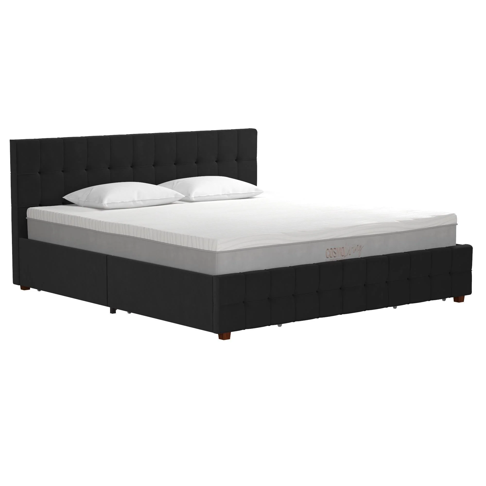King Upholstered Bed With Storage - Black - Image 4